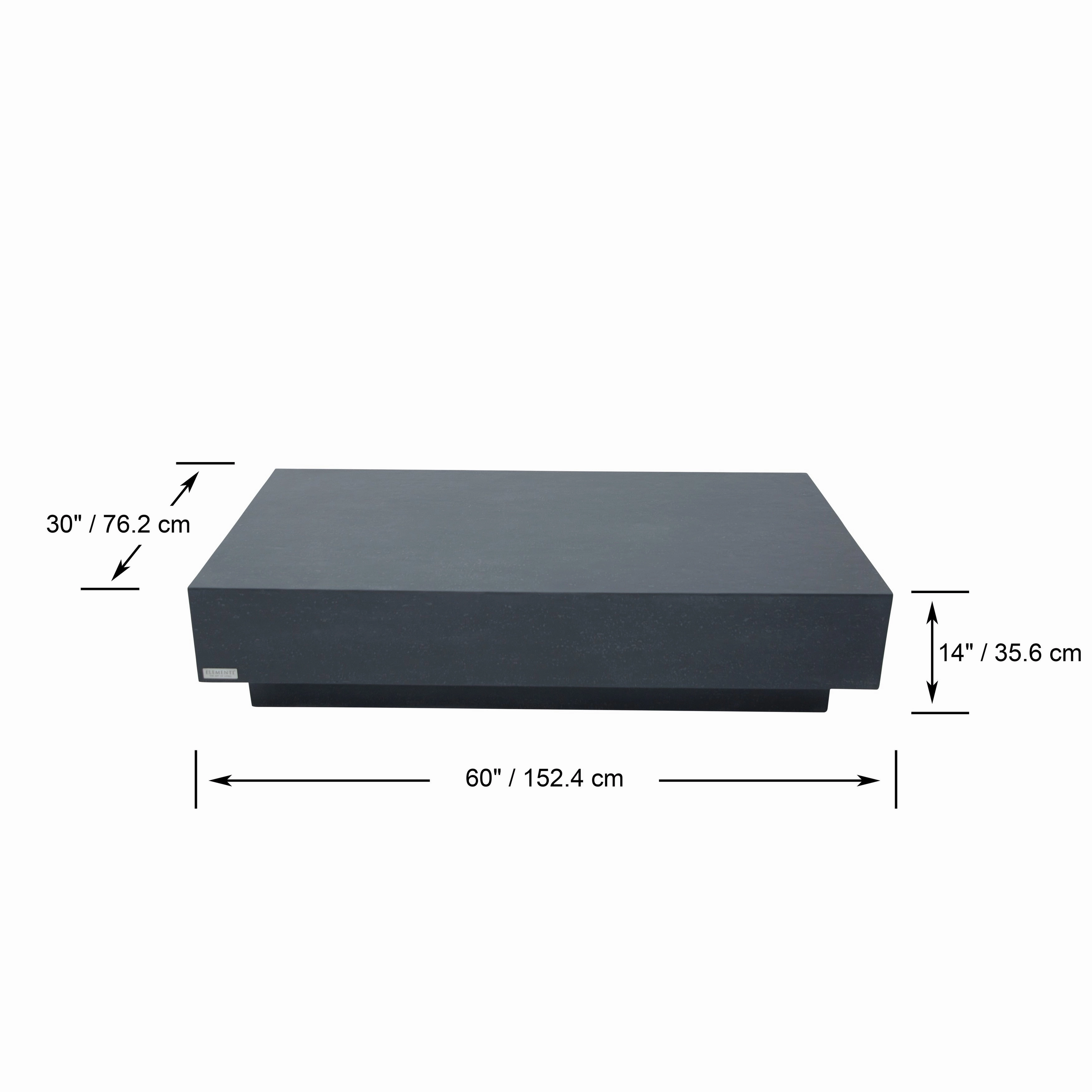 Elementi Home Tevere 60 Rectangular Concrete Coffee Table - 60 X 30 X 14