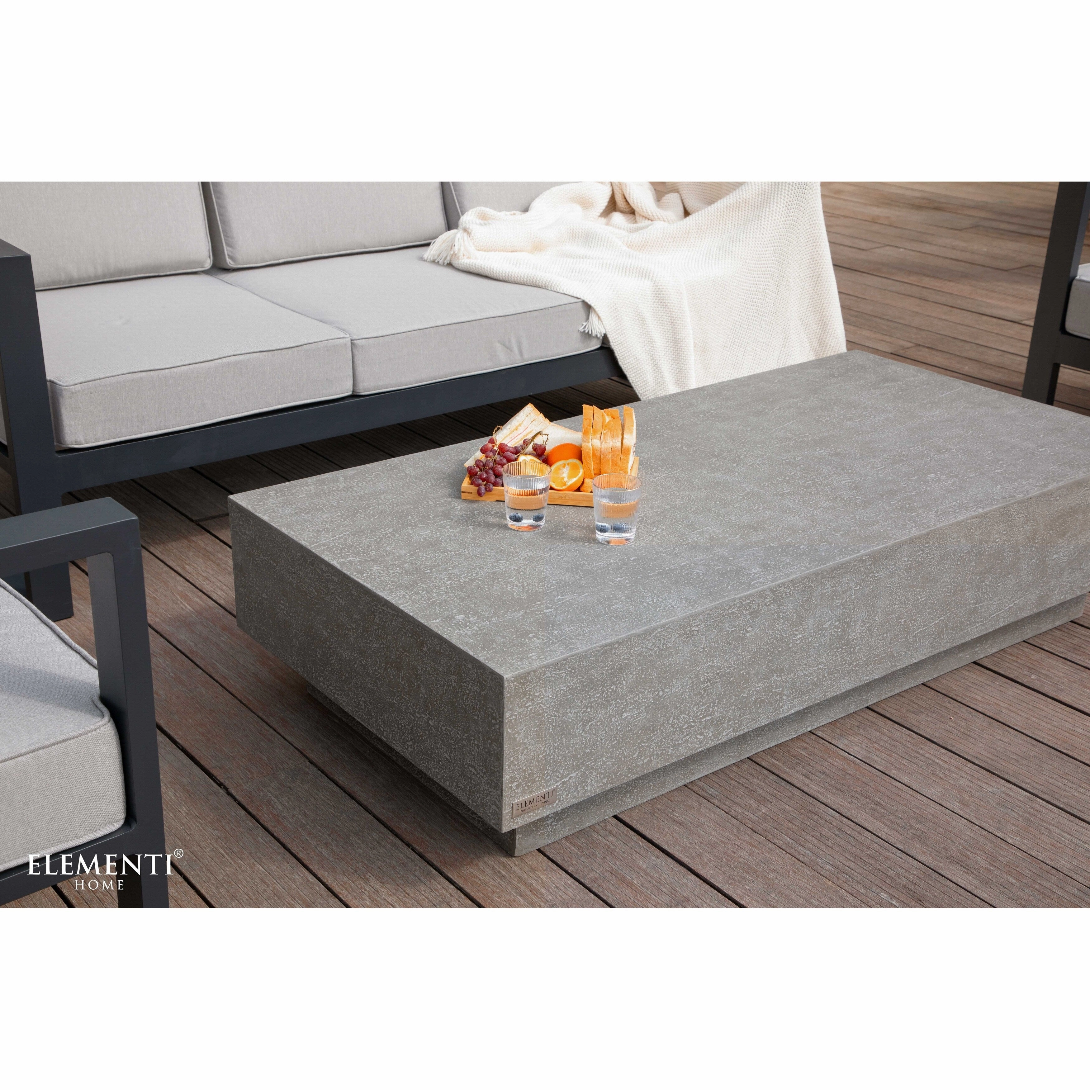 Elementi Home Tevere 60 Rectangular Concrete Coffee Table - 60 X 30 X 14