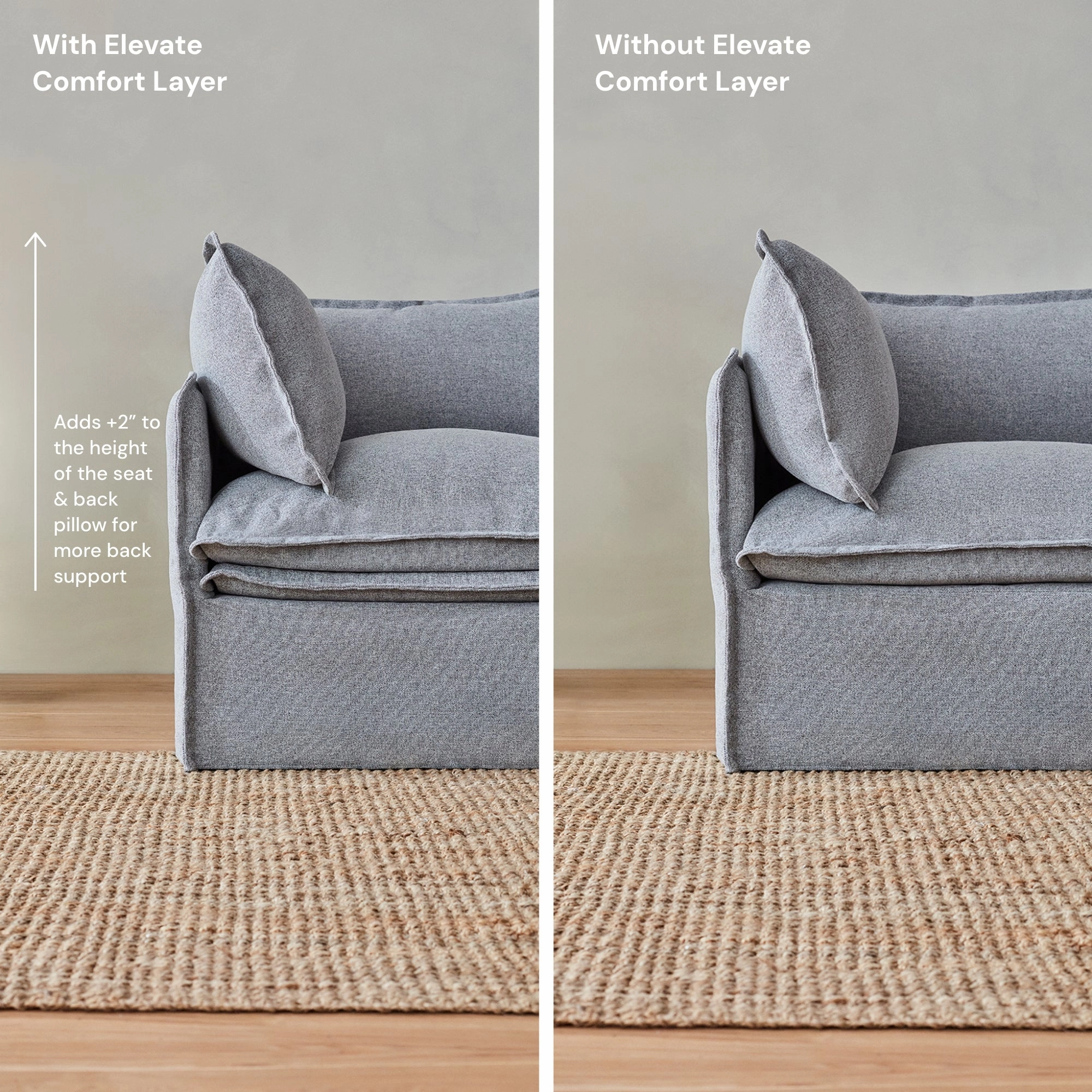 Elevate Comfort Layer Set for 7-Seater Corner Sectional   Bench Ottoman | Luxury Velvet in Dune