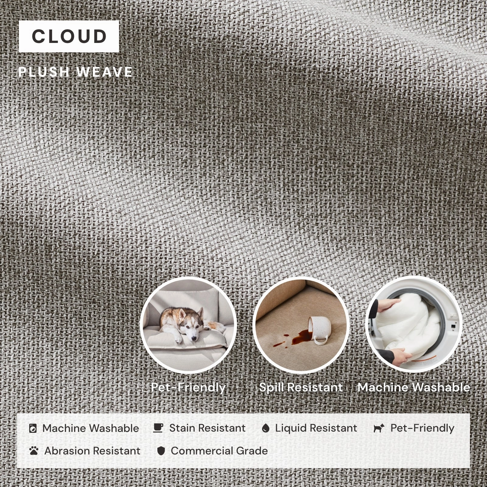 Elevate Comfort Layer Set for 7-Seater Open-Ends Corner Sectional | Plush Weave in Cloud