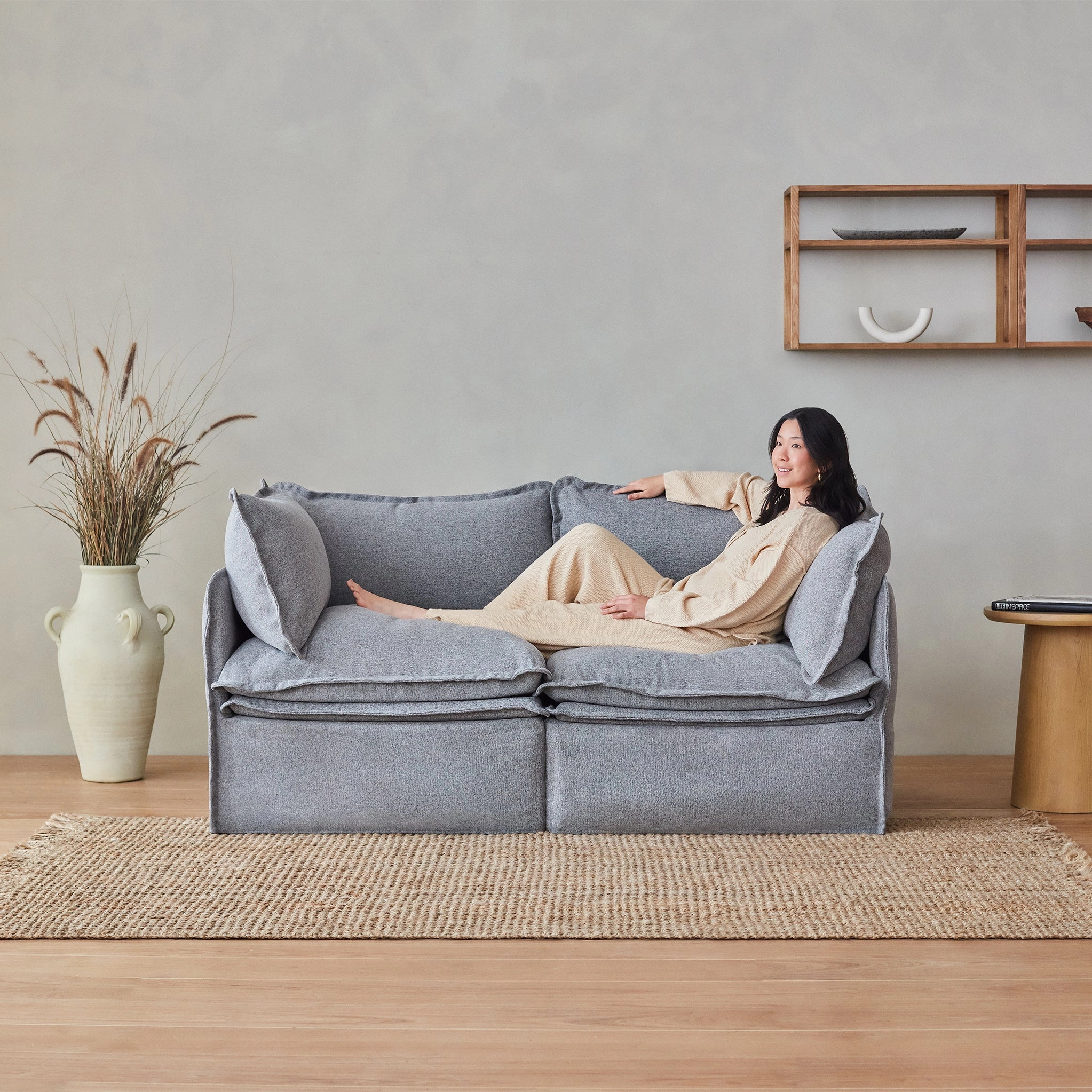 Elevate Comfort Layer Set for 7-Seater Open-Ends U-Sectional   Bench Ottoman | Blended Weave in Indigo