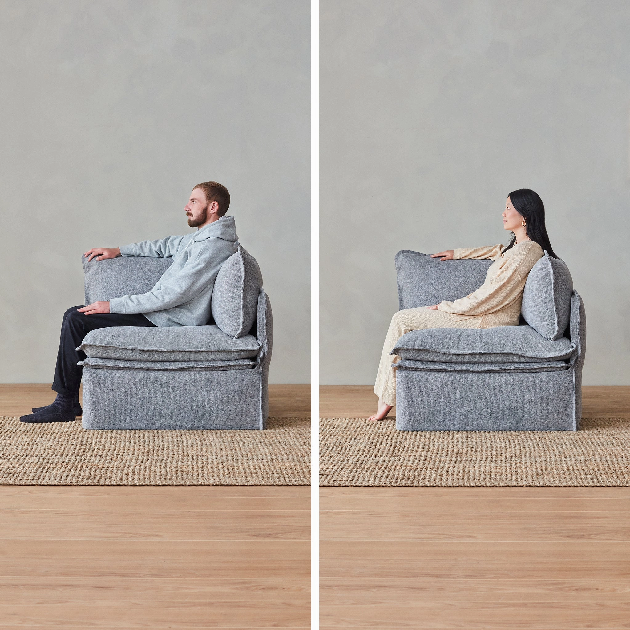 Elevate Comfort Layer Set for 7-Seater Open-Ends U-Sectional   Bench Ottoman | Blended Weave in Indigo