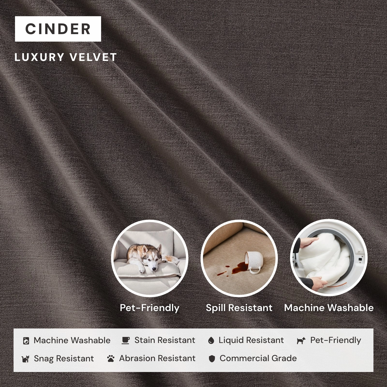 Elevate Comfort Layer Set for Corner Chair | Luxury Velvet in Cinder