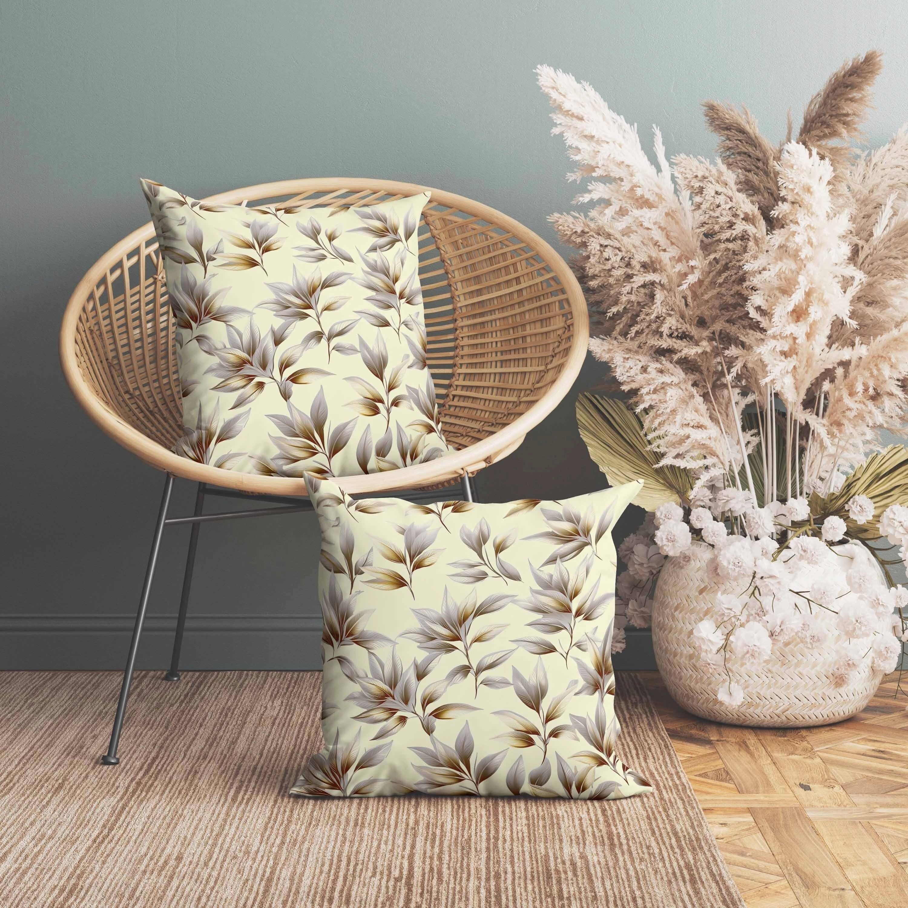 Enchanted Leaflet Faux Suede Reversible Throw Pillow Silver and Gold