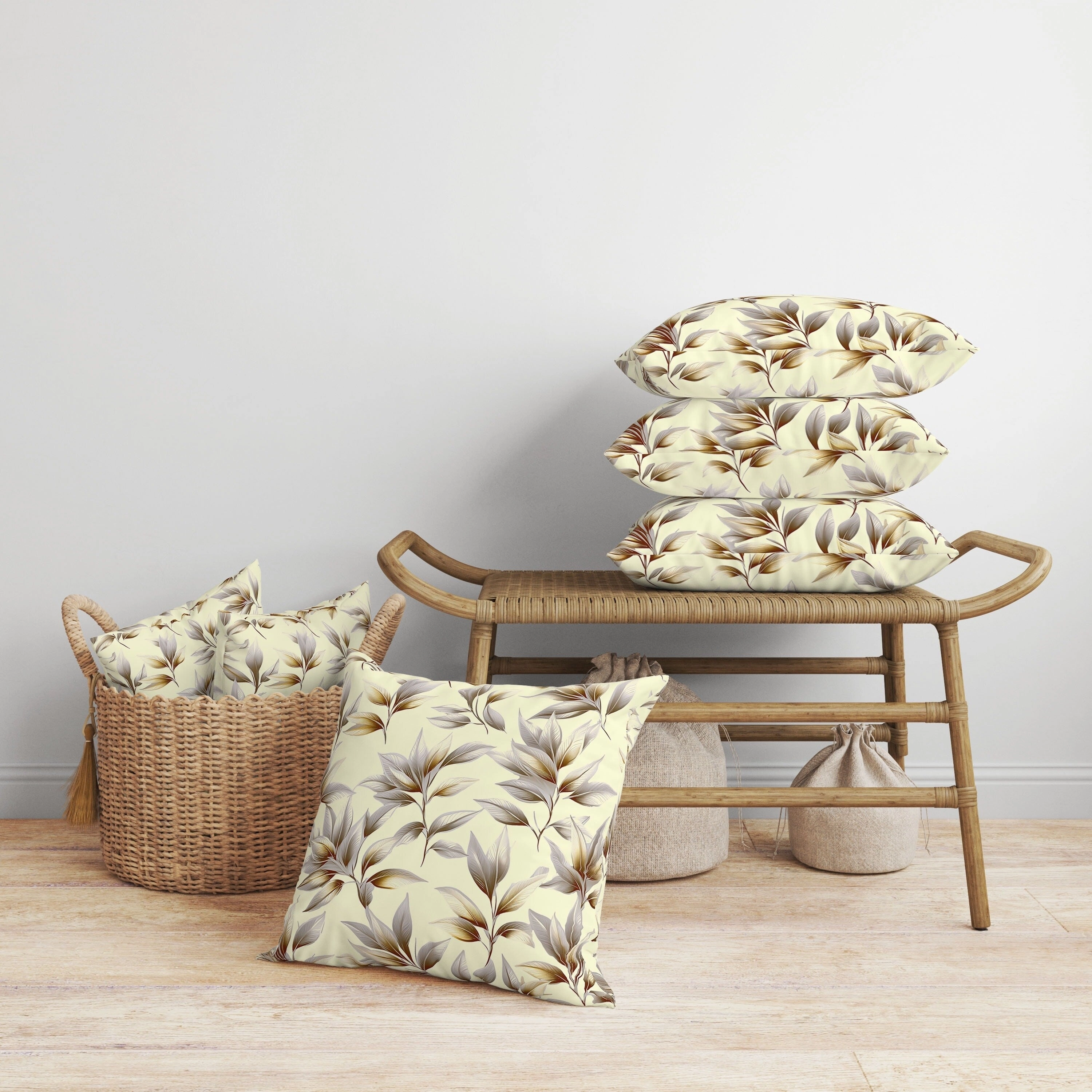 Enchanted Leaflet Faux Suede Reversible Throw Pillow Silver and Gold