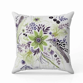 Enchanting Bouquet Indoor/Outdoor Reversible Throw Pillow Olive and Lavender