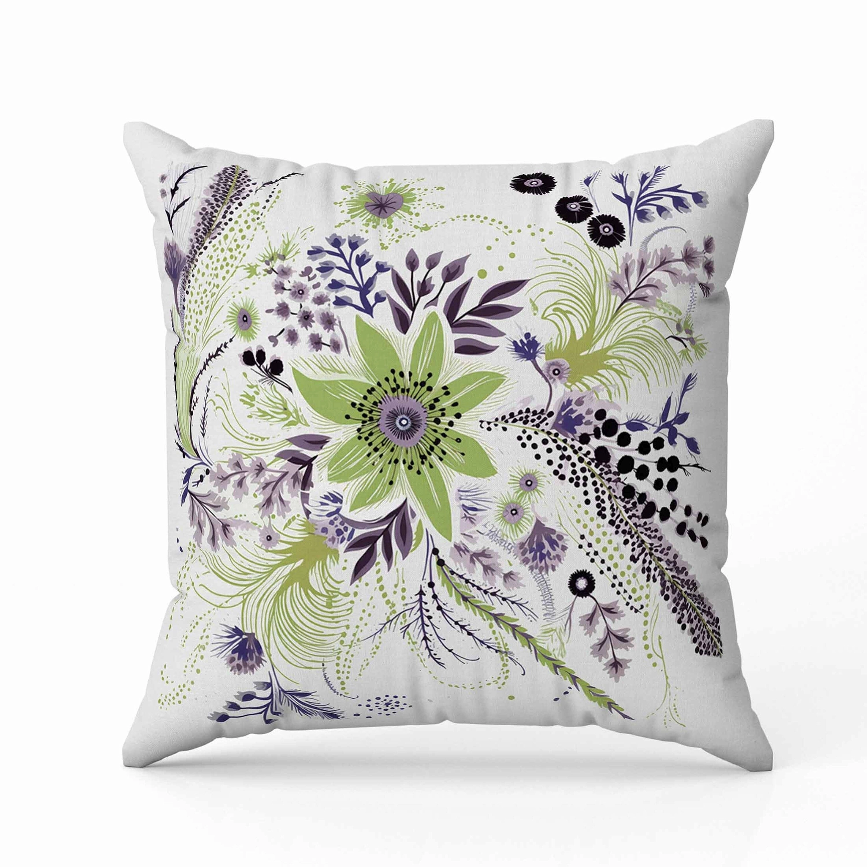 Enchanting Bouquet Indoor/Outdoor Reversible Throw Pillow Olive and Lavender