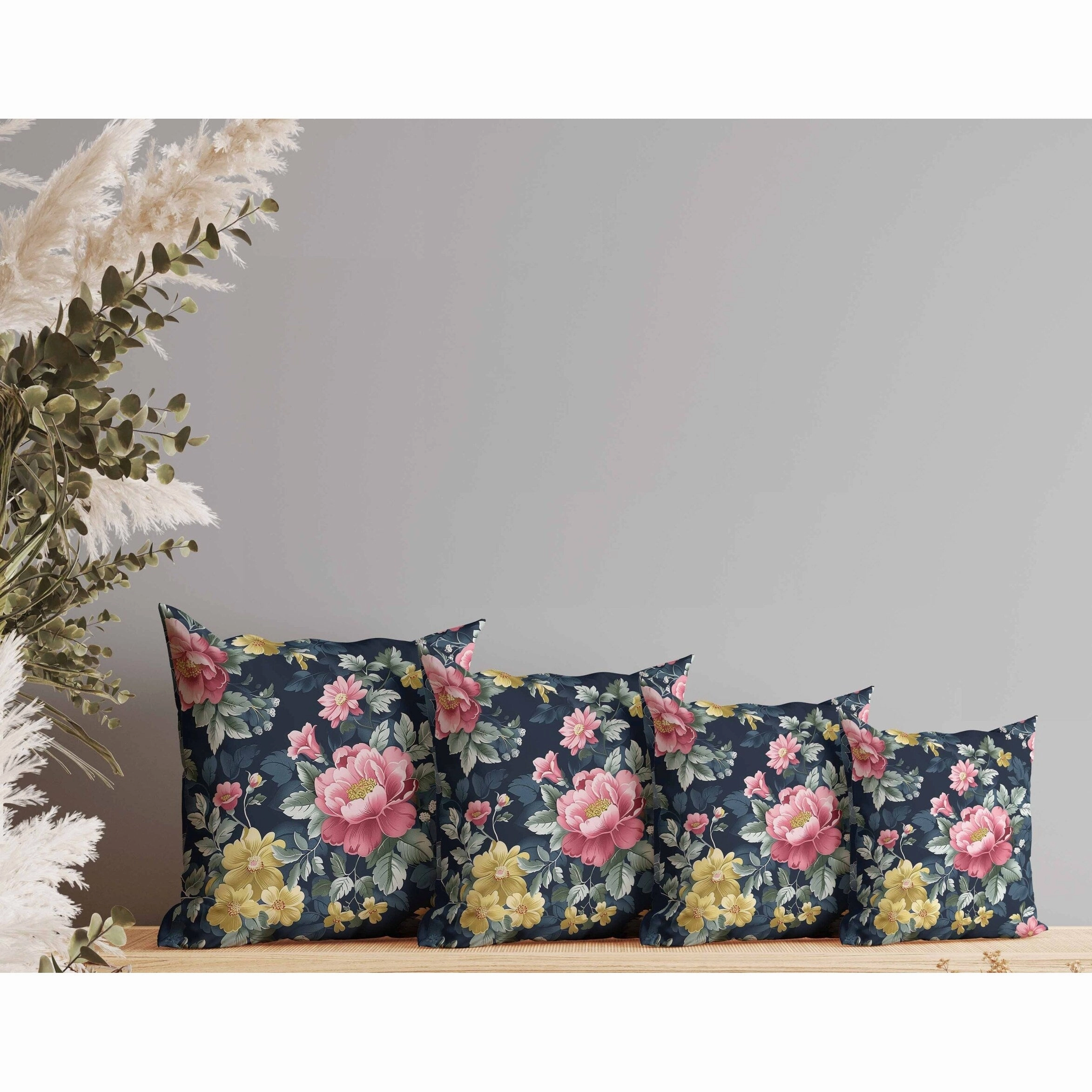 English Twilight Faux Suede Reversible Throw Pillow Blue and Pink