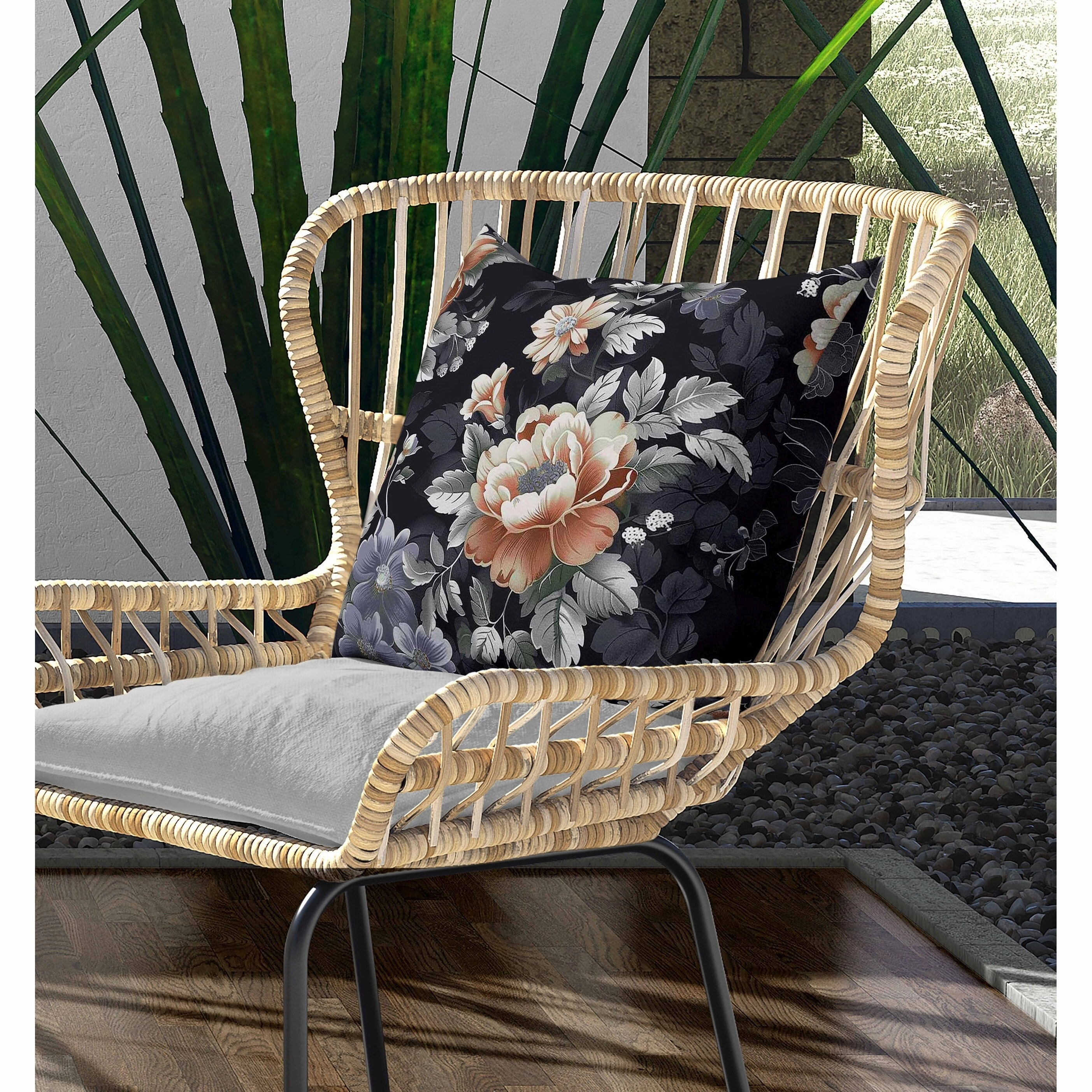 English Twilight Indoor/Outdoor Reversible Throw Pillow Gray and Orange