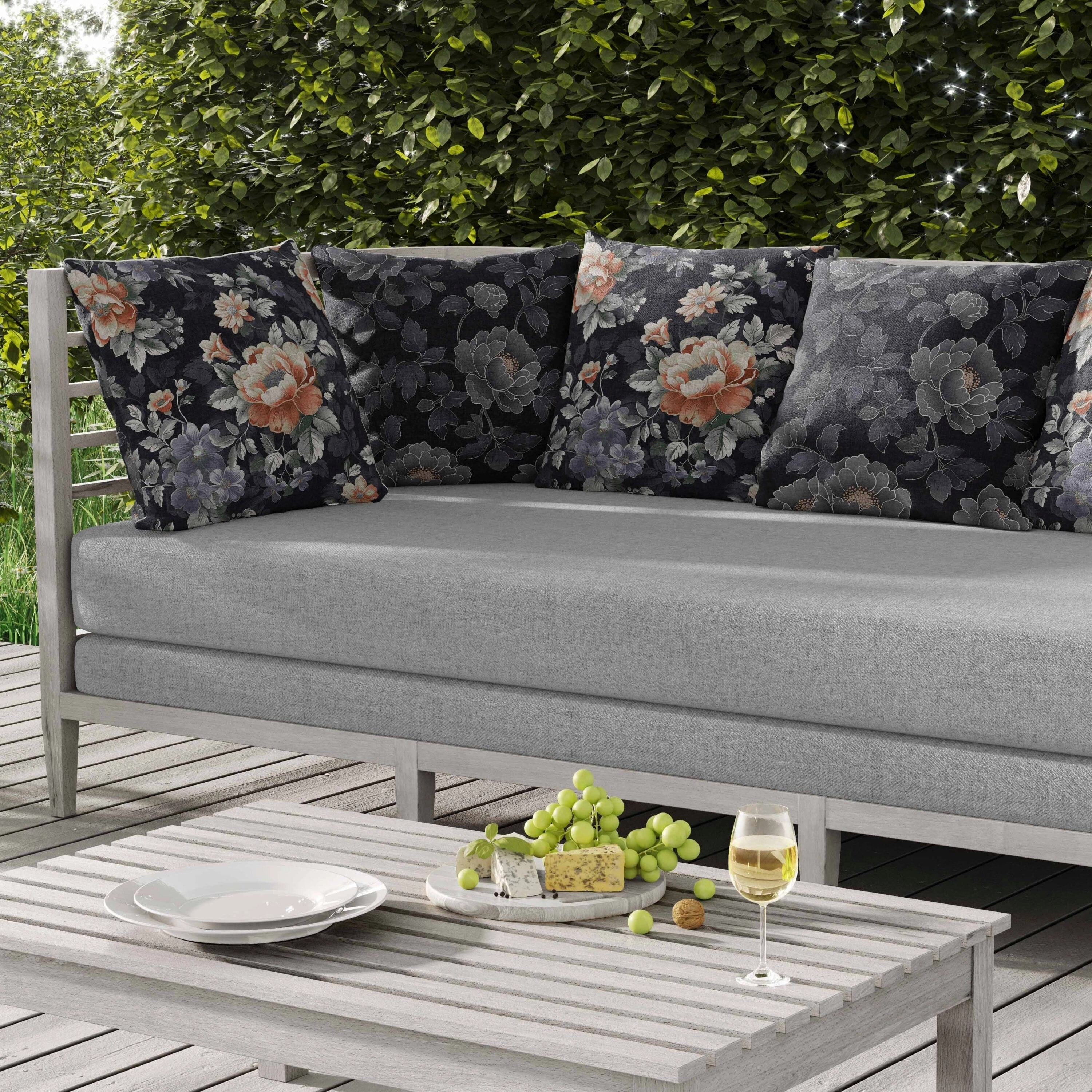 English Twilight Indoor/Outdoor Reversible Throw Pillow Gray and Orange