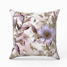 Exquisite Floral Breeze Indoor/Outdoor Reversible Throw Pillow Pink and Gold