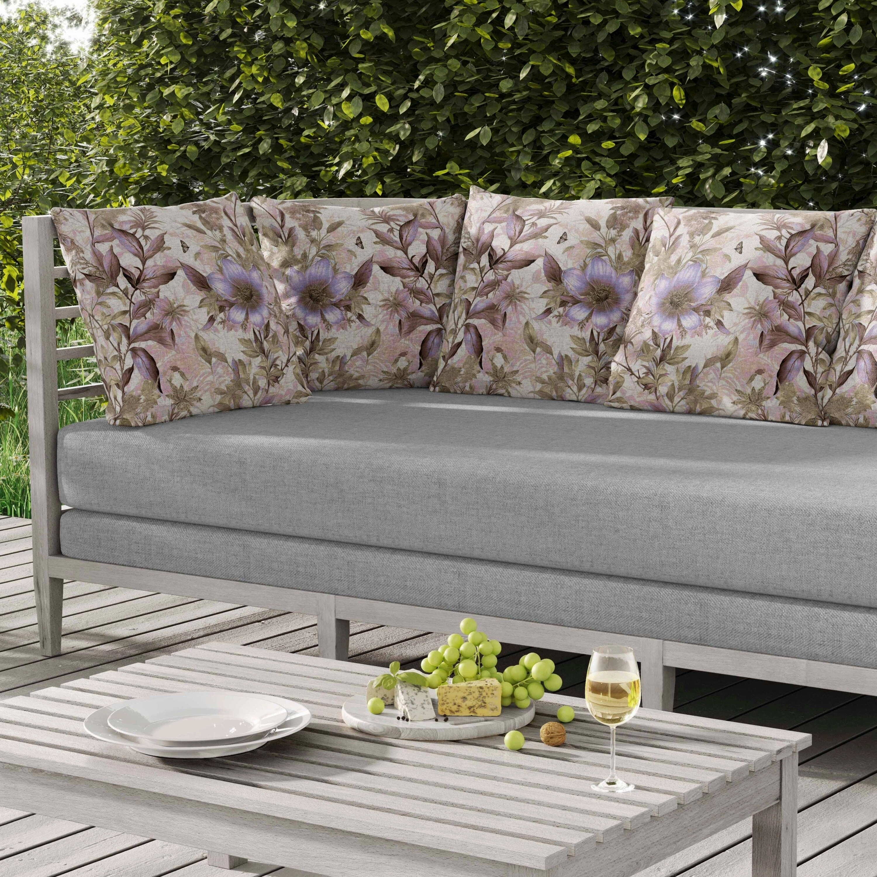 Exquisite Floral Breeze Indoor/Outdoor Reversible Throw Pillow Pink and Gold