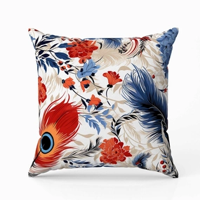 Feathered Opus Indoor/Outdoor Reversible Throw Pillow Blue and Red