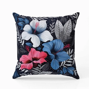 Floral Dots Indoor/Outdoor Reversible Throw Pillow Blue and Gray