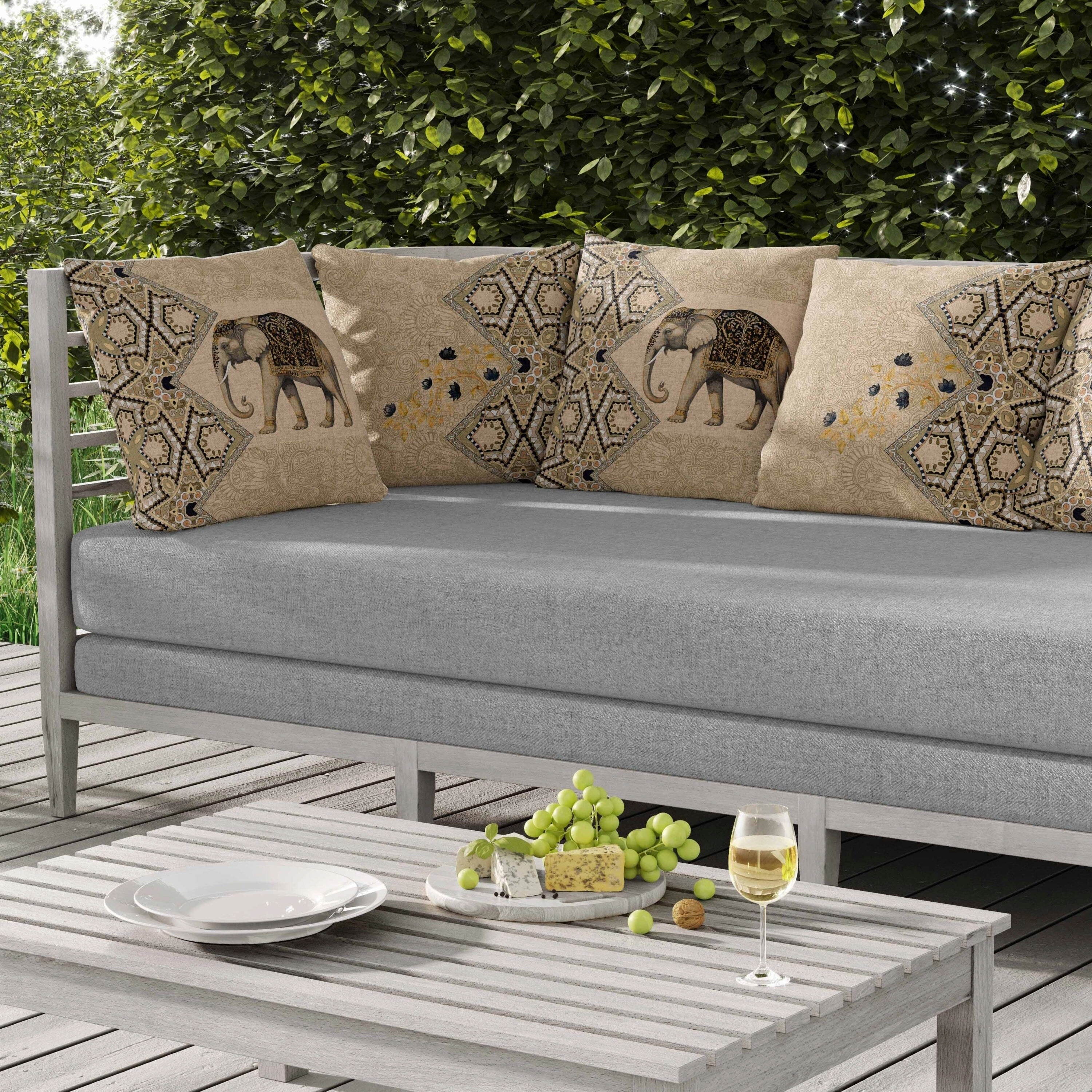 Floraphant Indoor/Outdoor Reversible Throw Pillow Yellow and Black