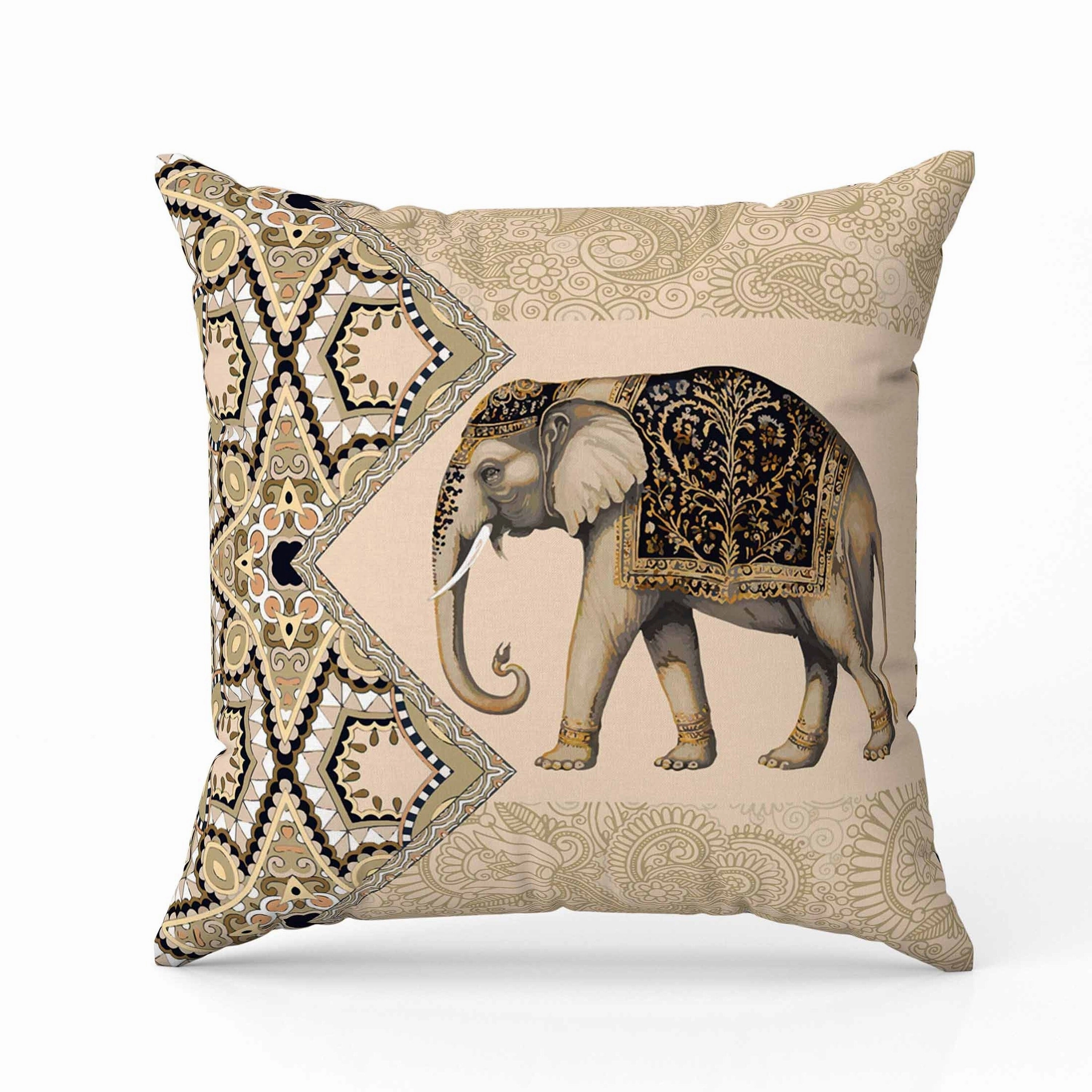 Floraphant Indoor/Outdoor Reversible Throw Pillow Yellow and Black
