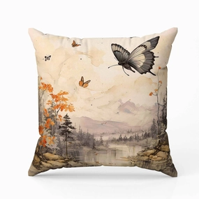 Fluttering Floral Heights Indoor/Outdoor Reversible Throw Pillow Yellow and Orange