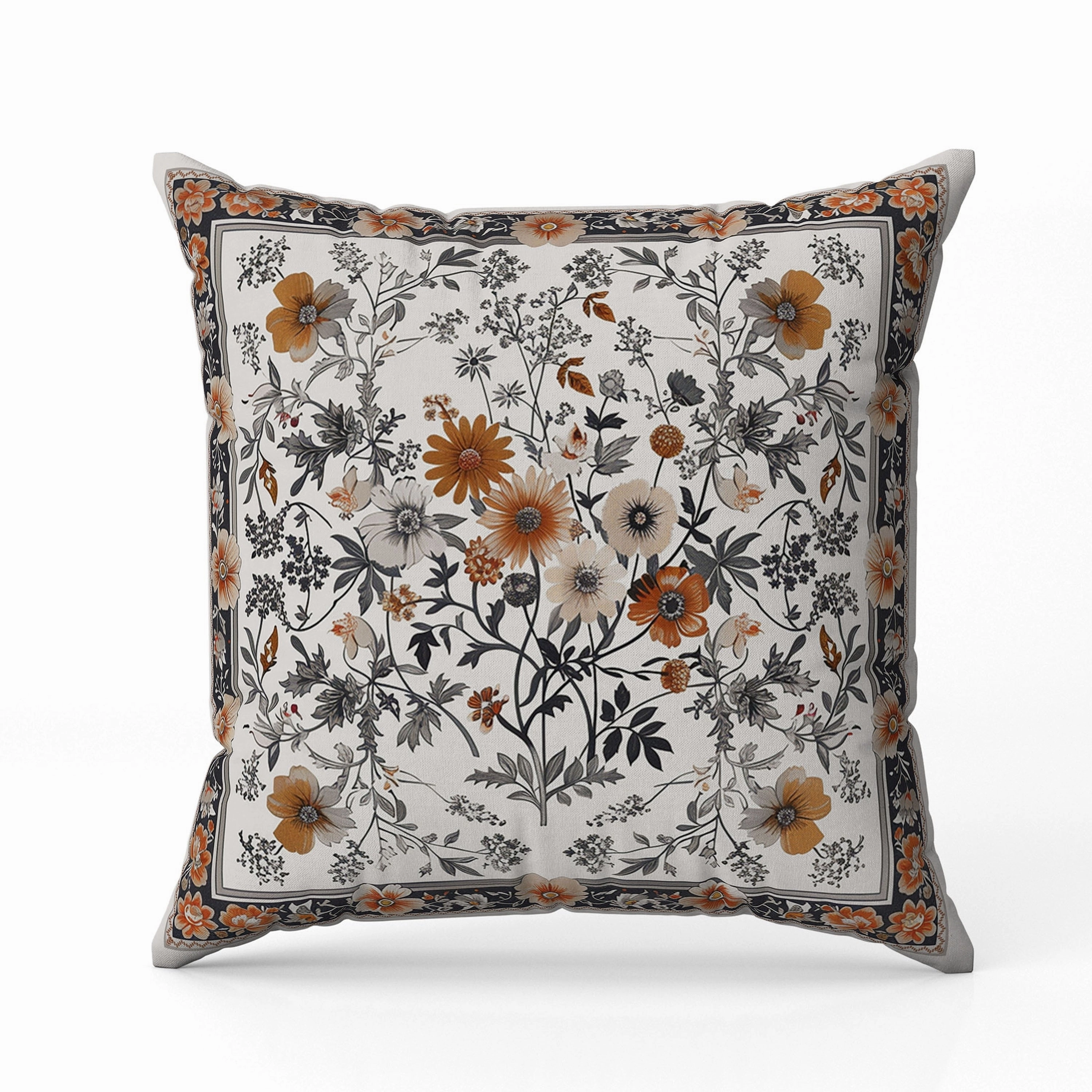 Garden Glory Faux Suede Reversible Throw Pillow Orange and Peach