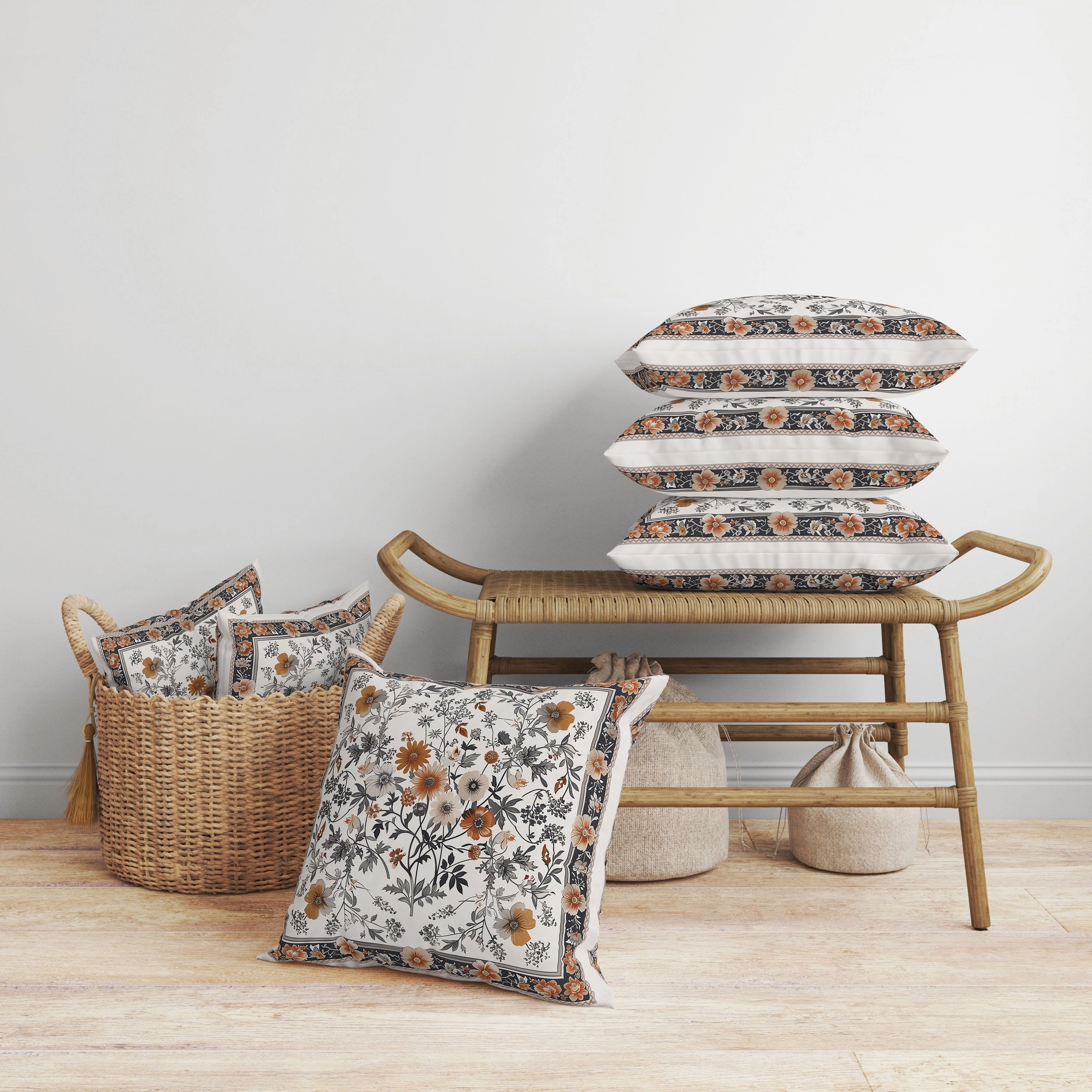 Garden Glory Faux Suede Reversible Throw Pillow Orange and Peach