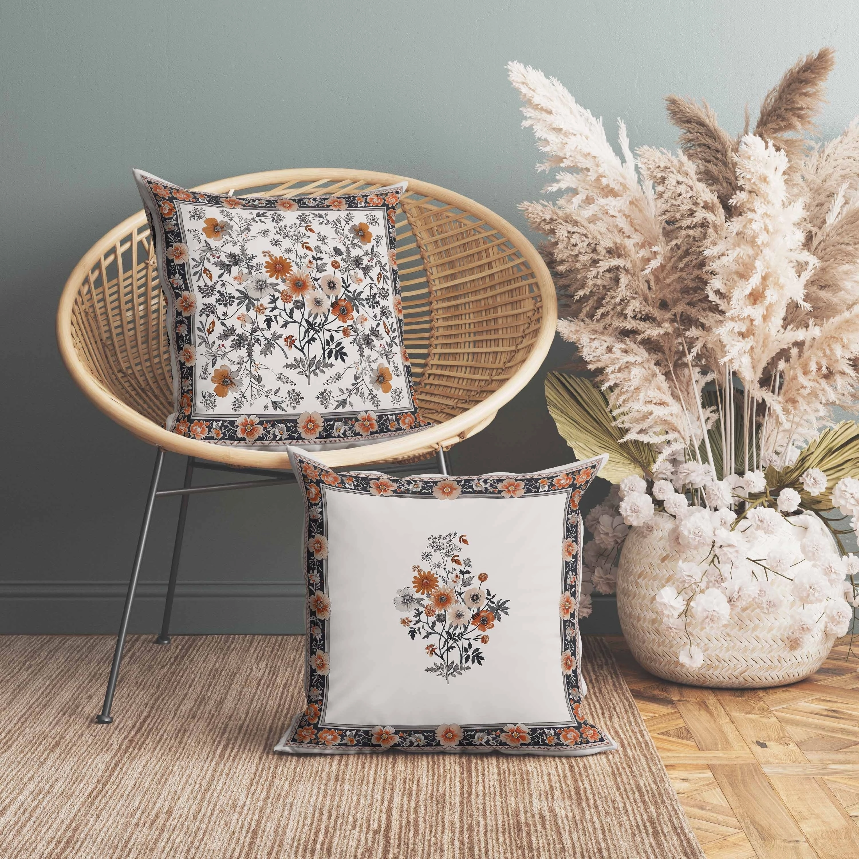 Garden Glory Faux Suede Reversible Throw Pillow Orange and Peach