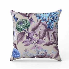 Garden Gracefulness Indoor/Outdoor Reversible Throw Pillow Blue and Purple