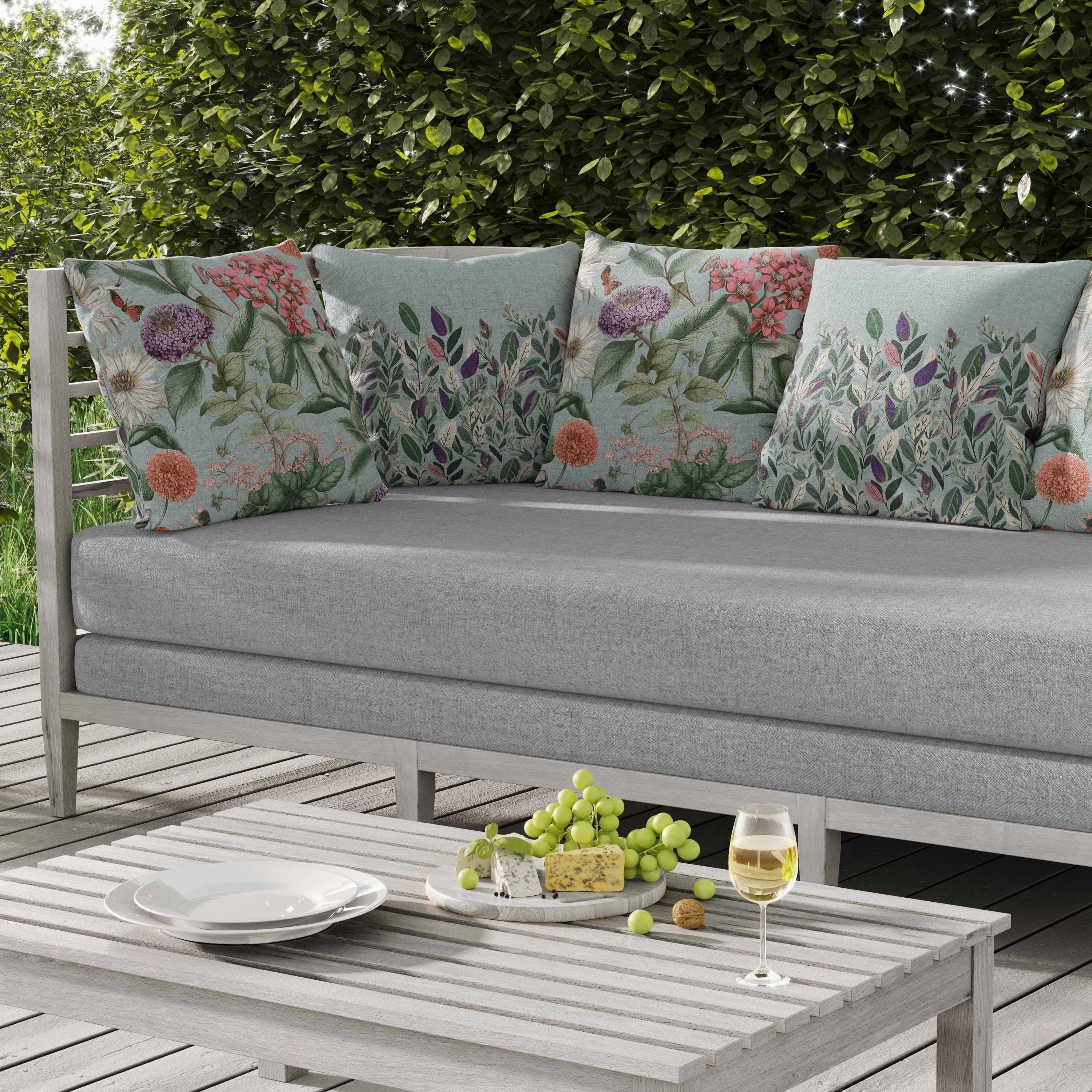 Garden Gracefulness Indoor/Outdoor Reversible Throw Pillow Pink and Pale