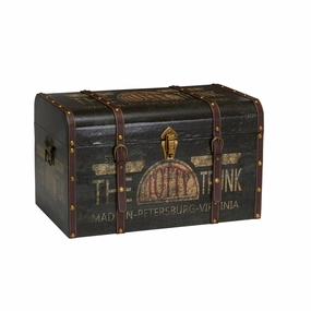 Household Essentials Decorative Trunk with Metal Accents and Leather Strapping - 13.8L x 22.0W x 13.0H