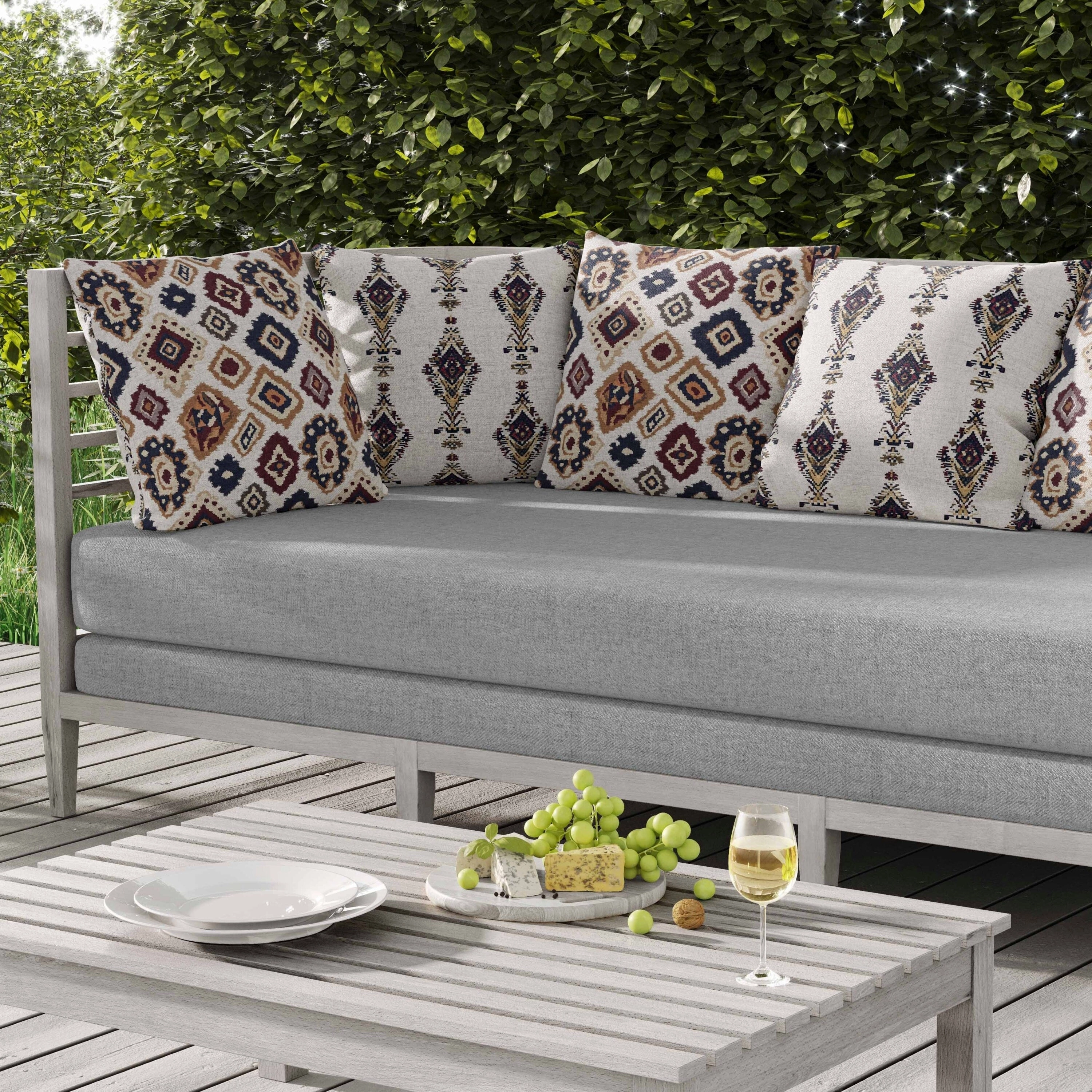 Ikat Diamond Indoor/Outdoor Reversible Throw Pillow White and Brown