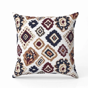 Ikat Diamond Indoor/Outdoor Reversible Throw Pillow White and Brown