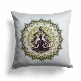 Inner Peace Circle Indoor/Outdoor Reversible Throw Pillow White and Olive