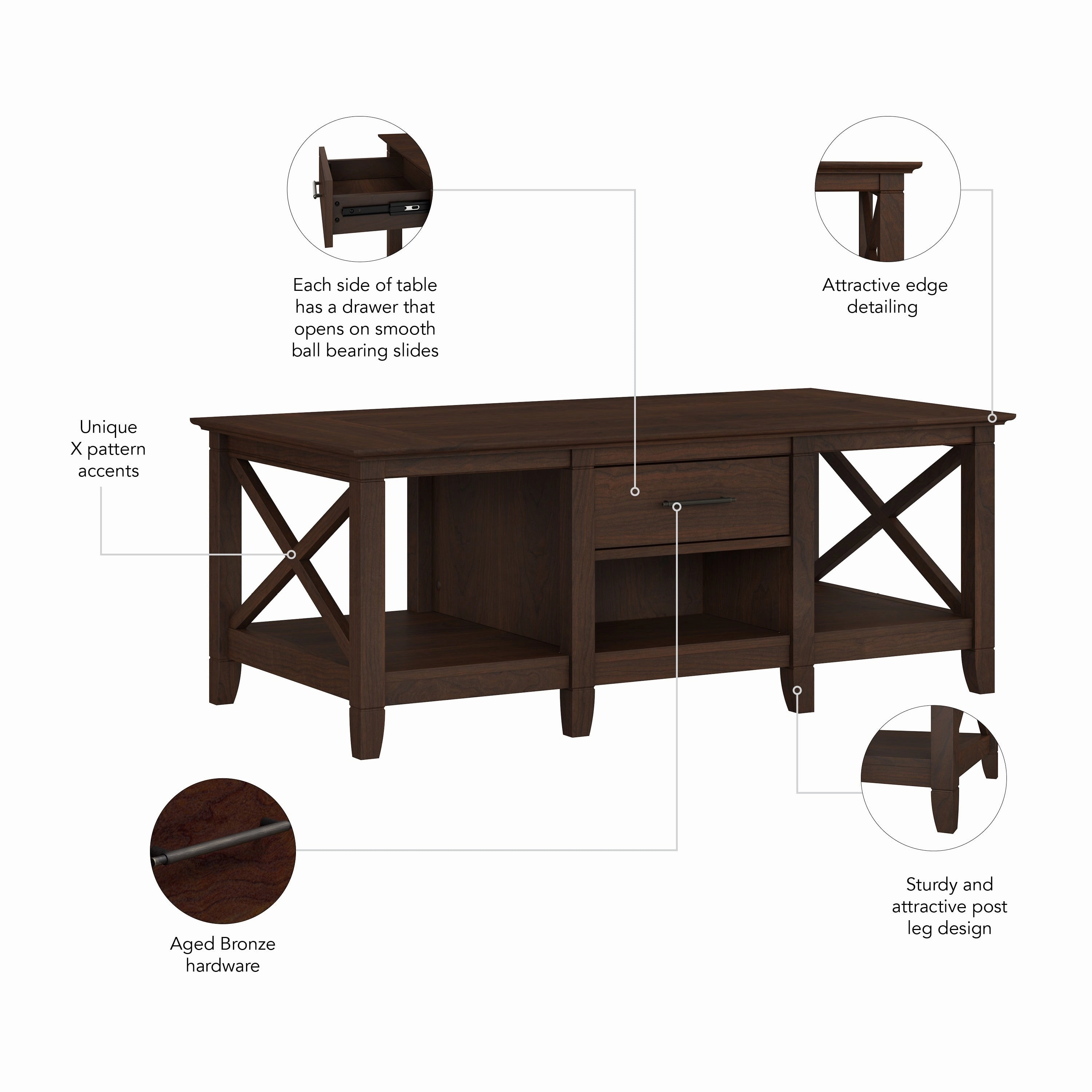 Key West Coffee Table with Storage by Bush Furniture