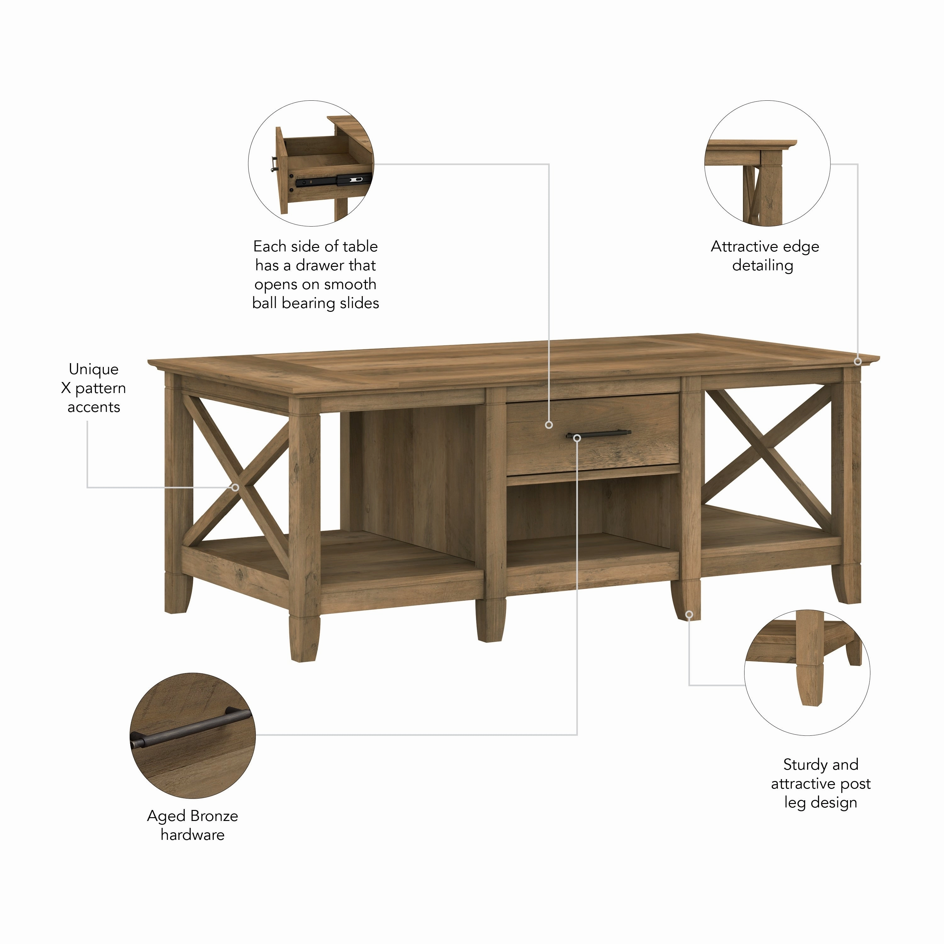 Key West Coffee Table with Storage by Bush Furniture
