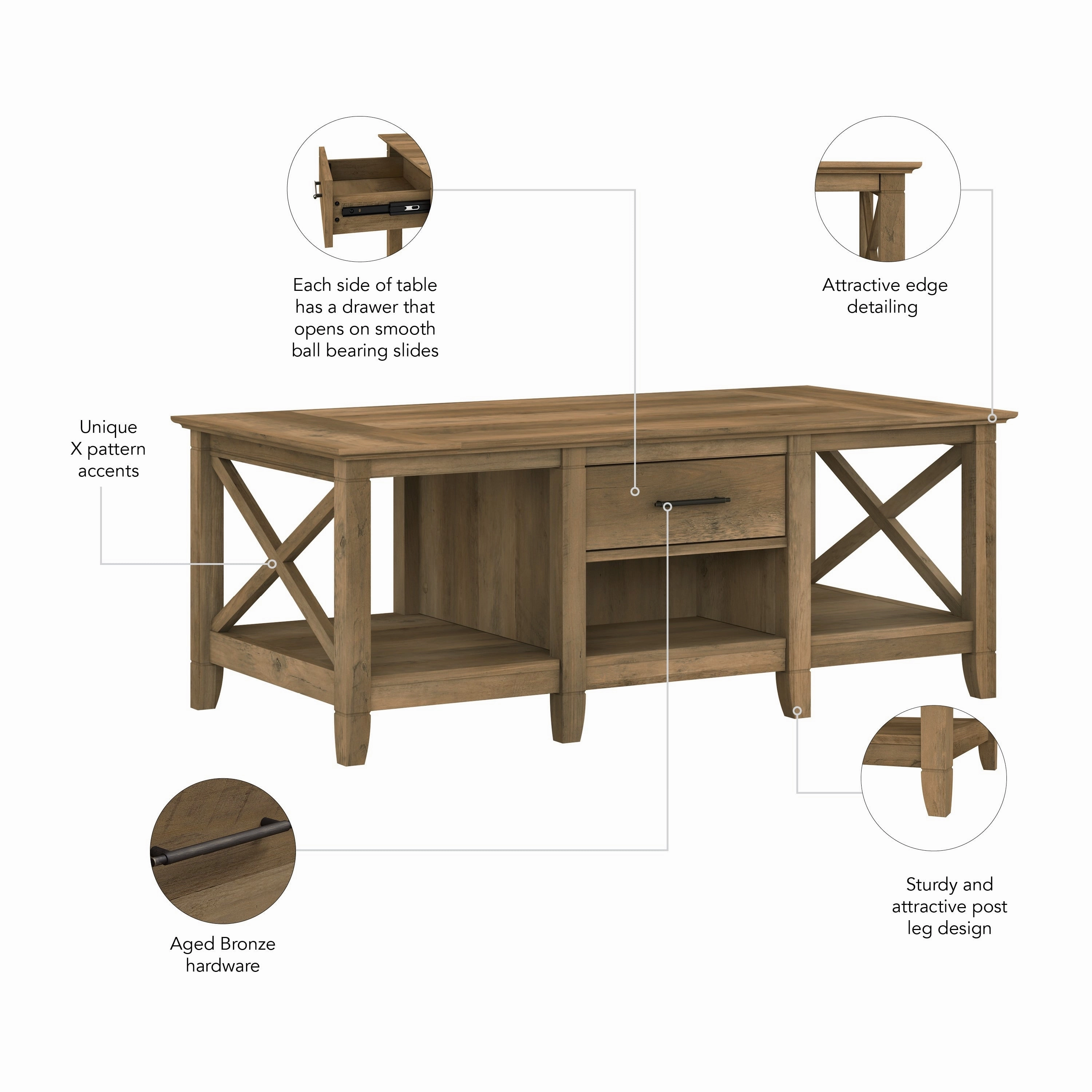 Key West Coffee Table with Storage by Bush Furniture