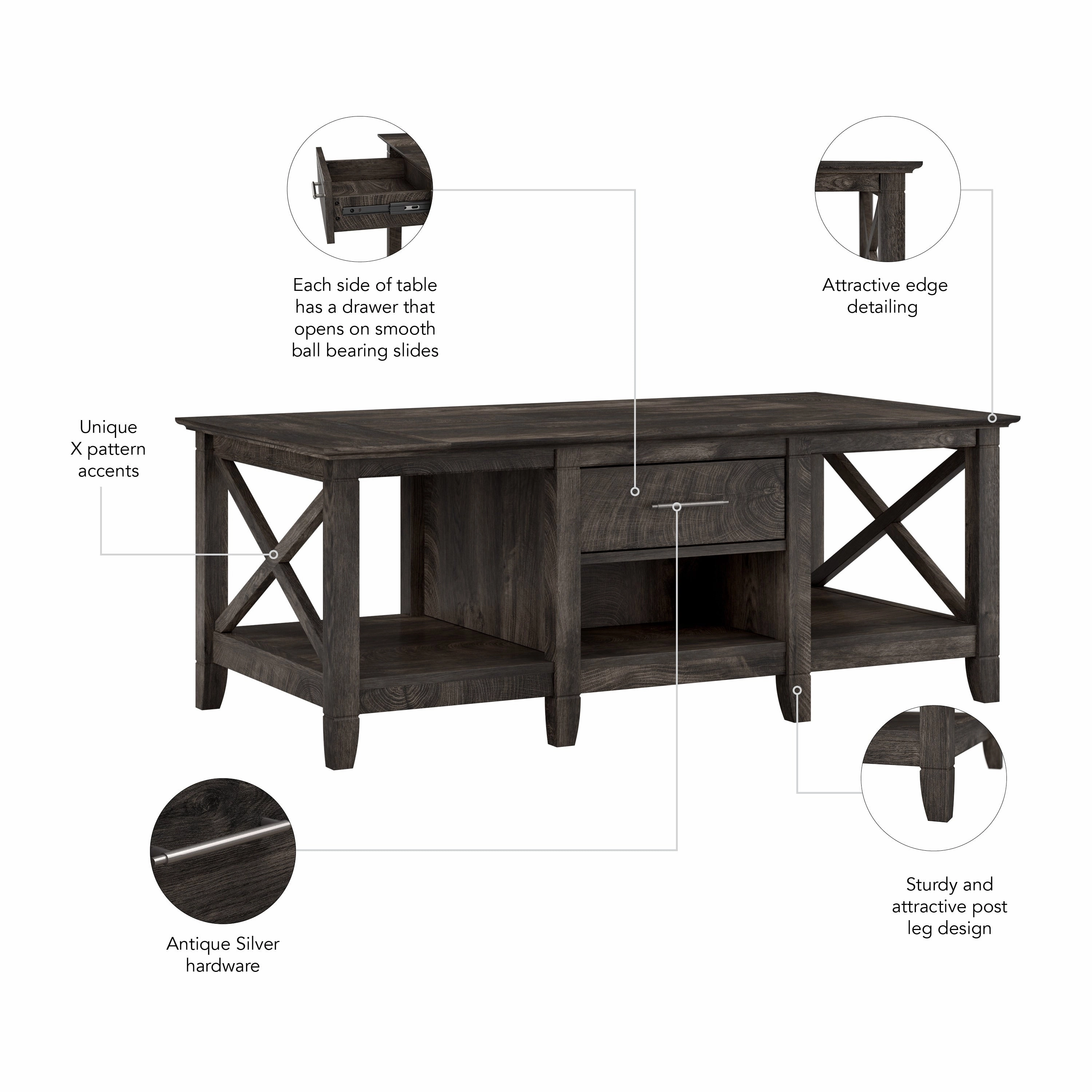 Key West Coffee Table with Storage by Bush Furniture