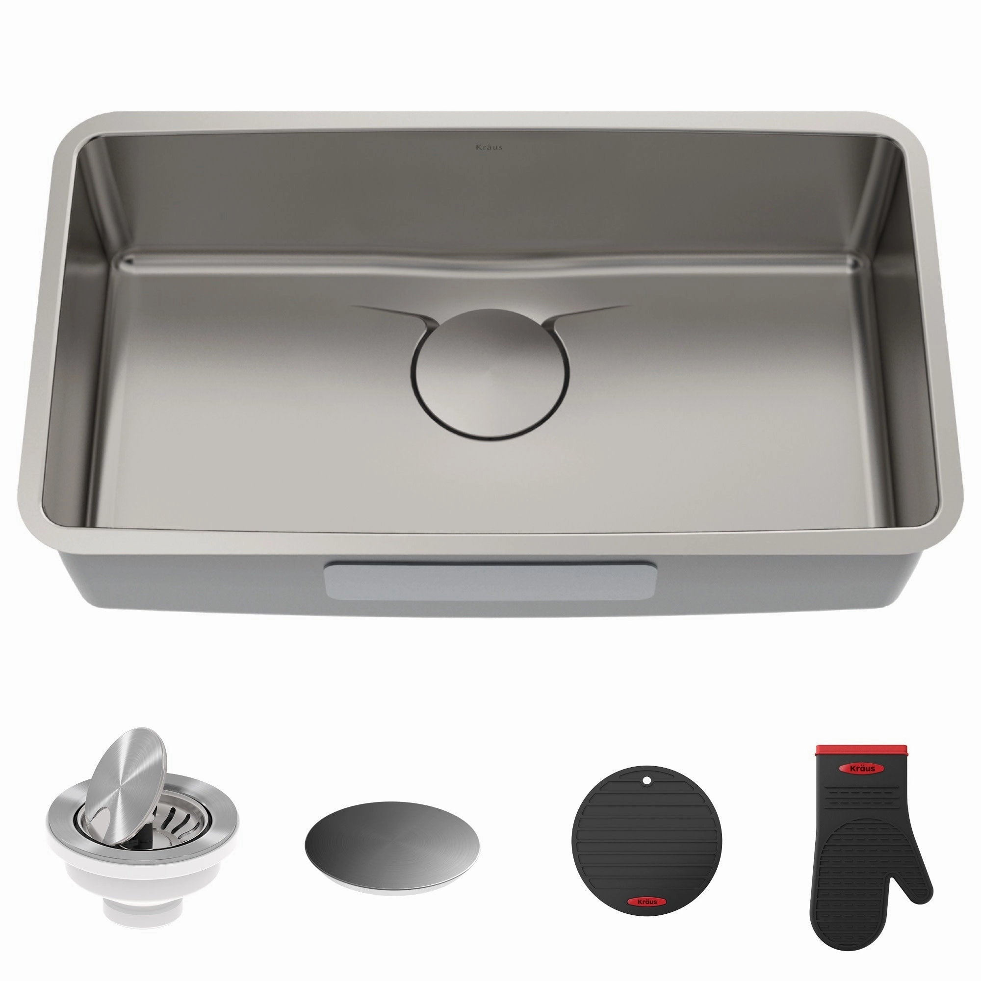 Kraus Dex 33 Single Basin 16 Gauge Stainless Steel Kitchen Sink for