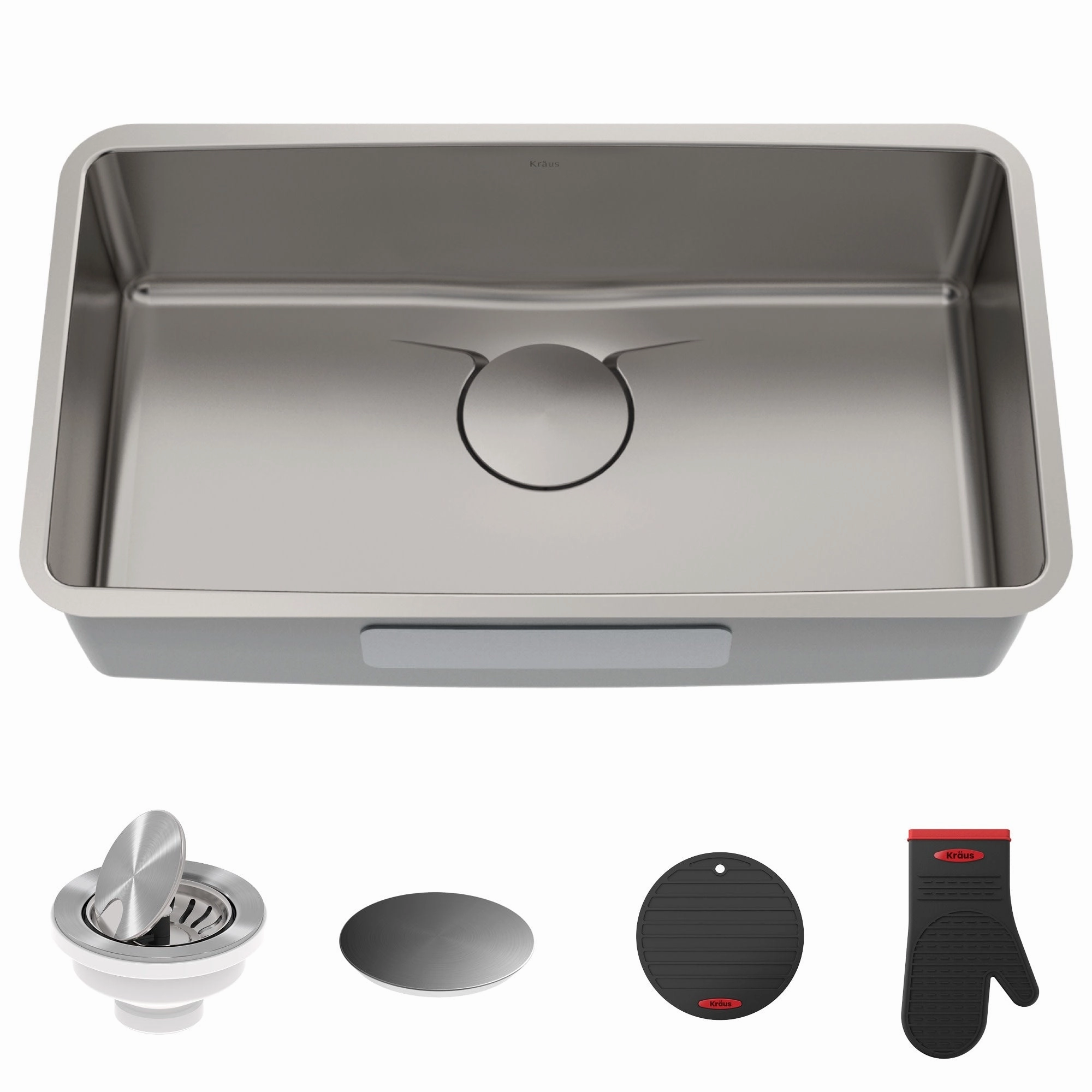 Kraus Dex 33 Single Basin 16 Gauge Stainless Steel Kitchen Sink for