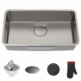 Kraus Dex 33 Single Basin 16 Gauge Stainless Steel Kitchen Sink for