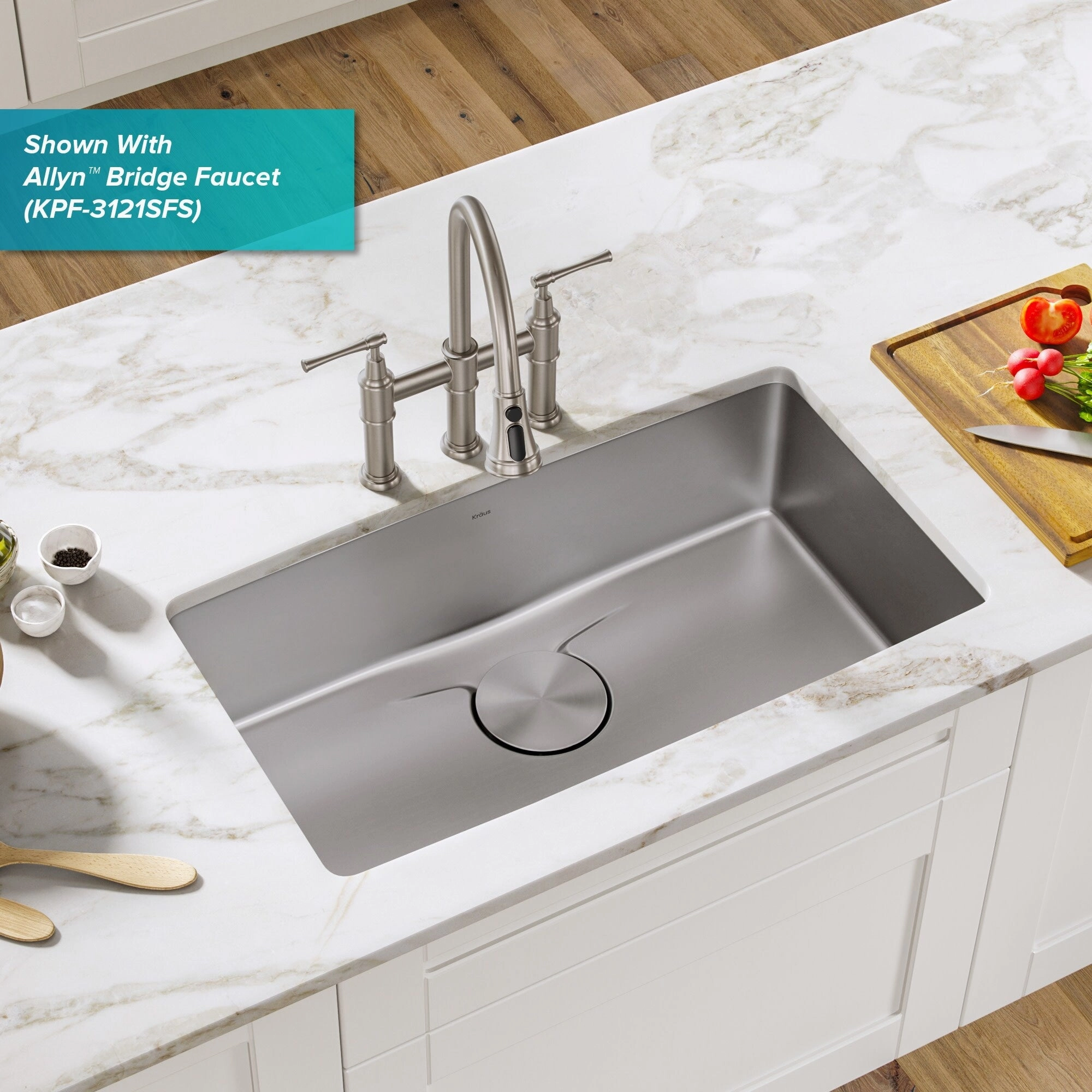 Kraus Dex 33 Single Basin 16 Gauge Stainless Steel Kitchen Sink for