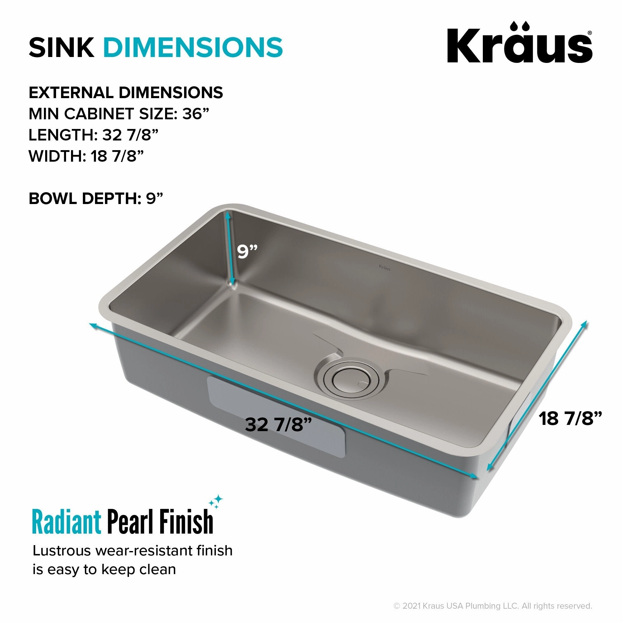 Kraus Dex 33 Single Basin 16 Gauge Stainless Steel Kitchen Sink for