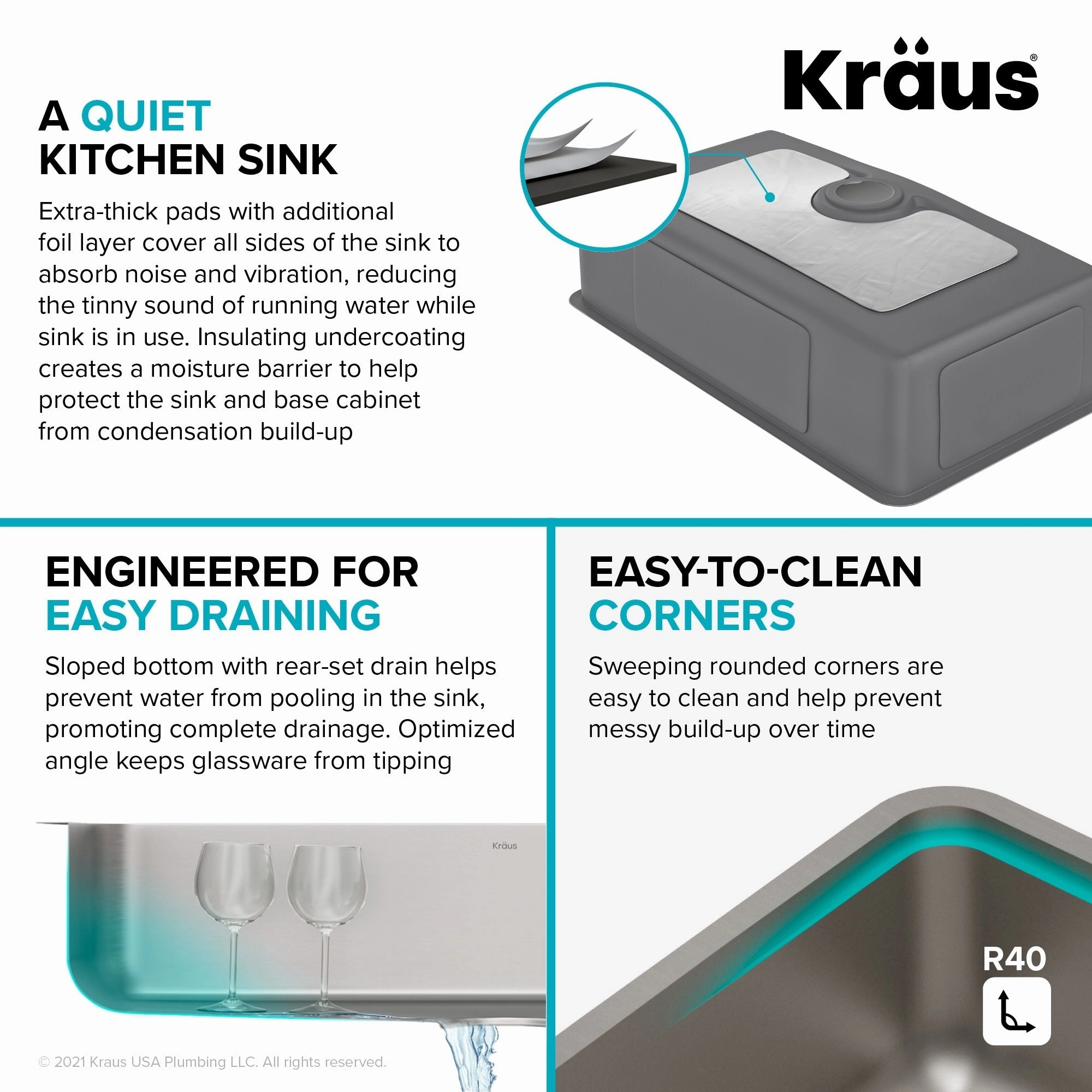 Kraus Dex 33 Single Basin 16 Gauge Stainless Steel Kitchen Sink for