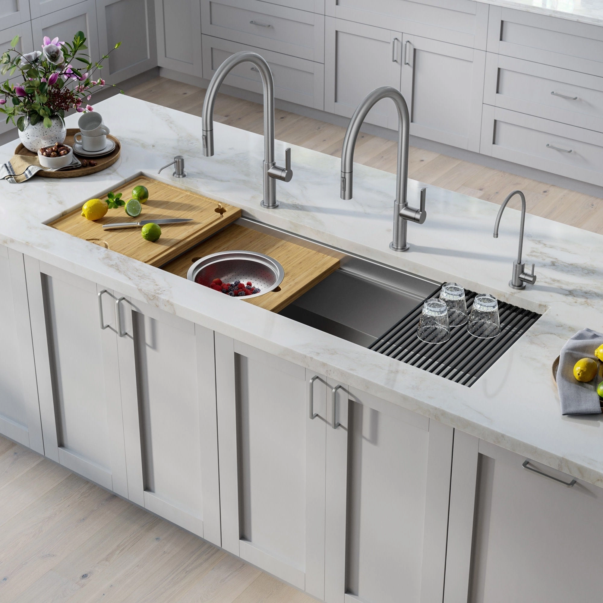 Kraus Kore 57 Undermount Single Bowl Kitchen Sink with Accessories