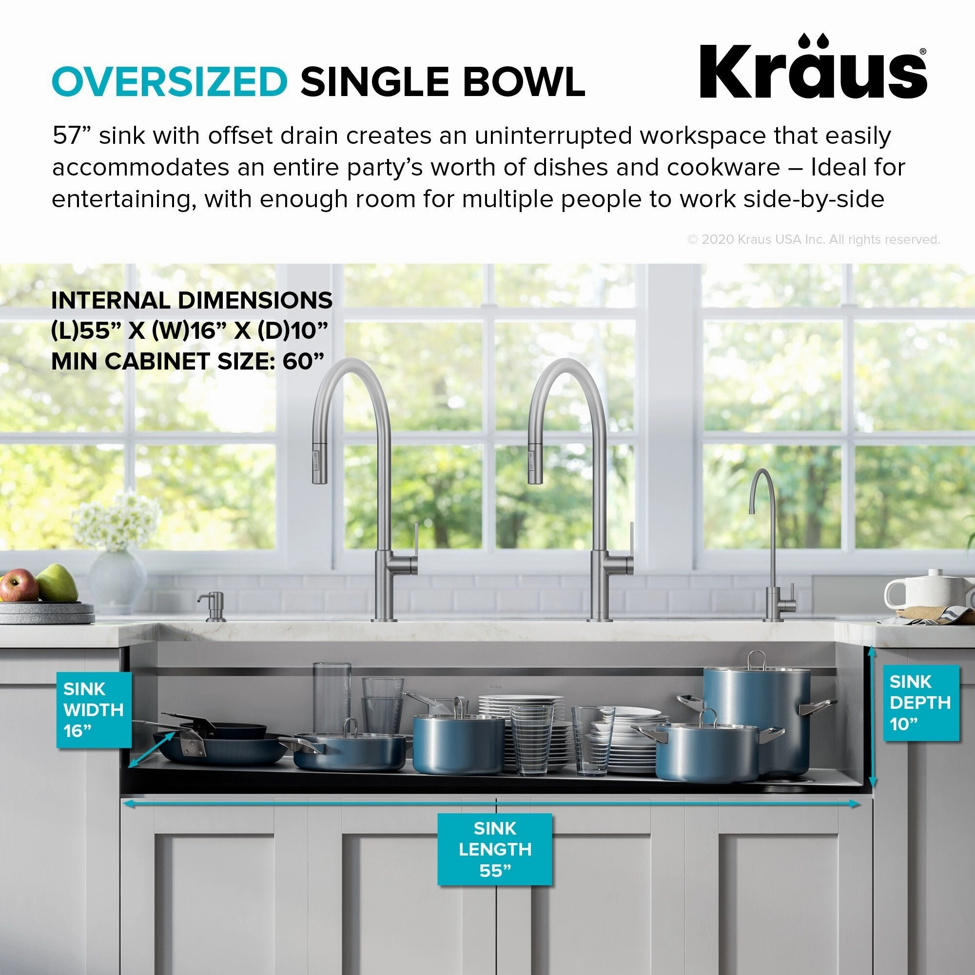 Kraus Kore 57 Undermount Single Bowl Kitchen Sink with Accessories