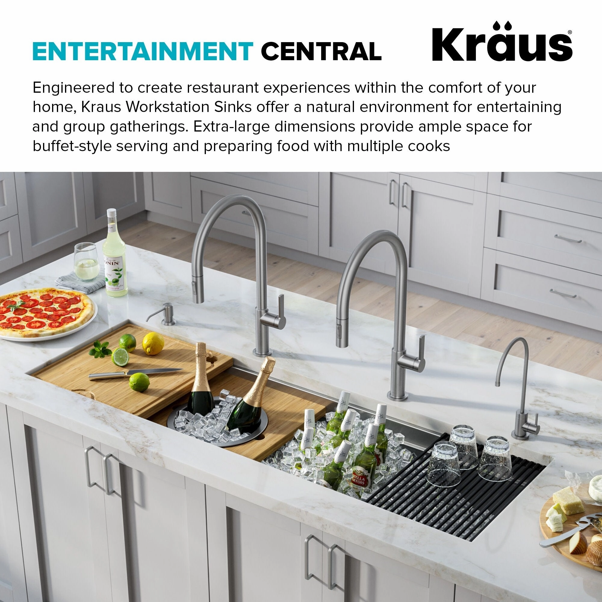 Kraus Kore 57 Undermount Single Bowl Kitchen Sink with Accessories