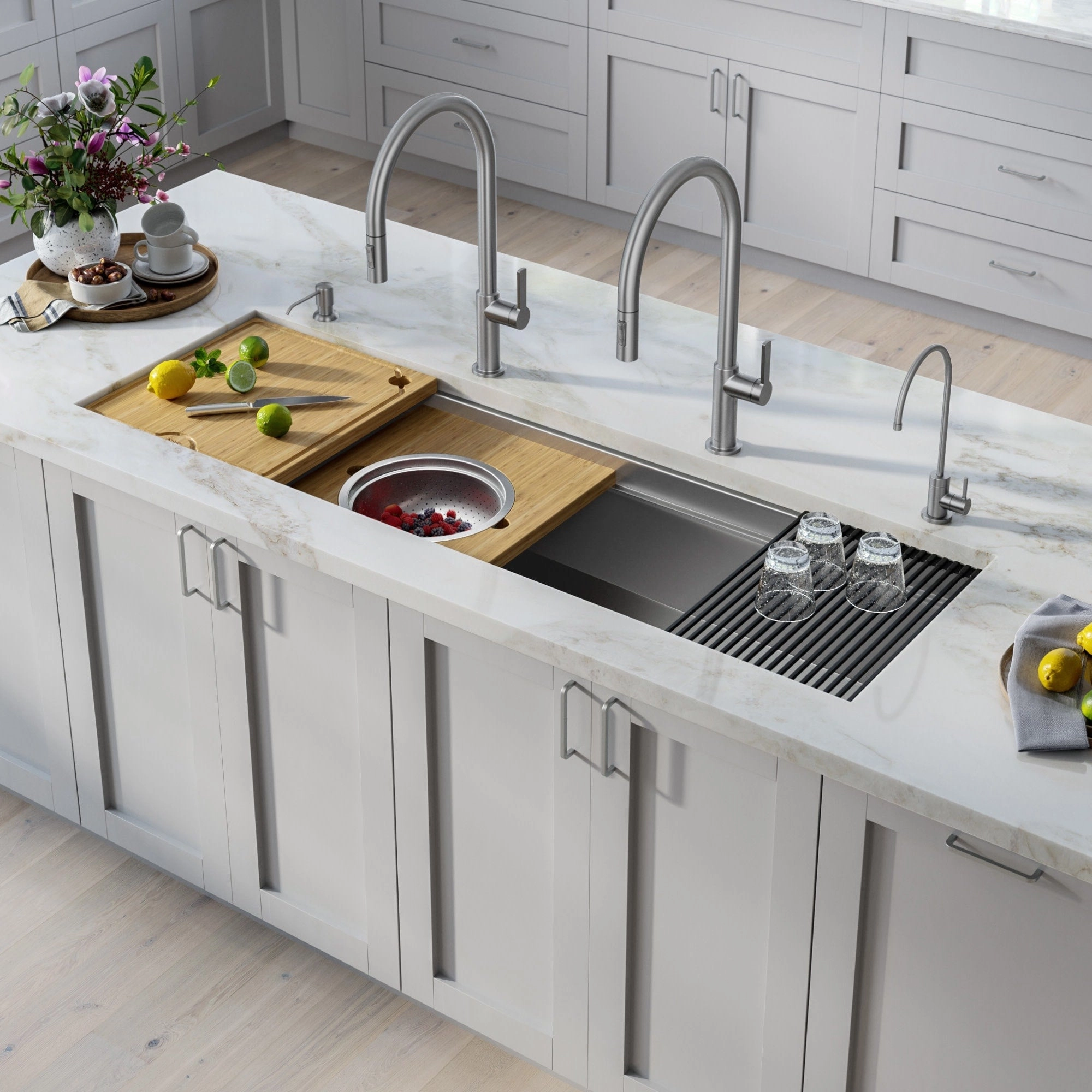 Kraus Kore 57 Undermount Single Bowl Kitchen Sink with Accessories