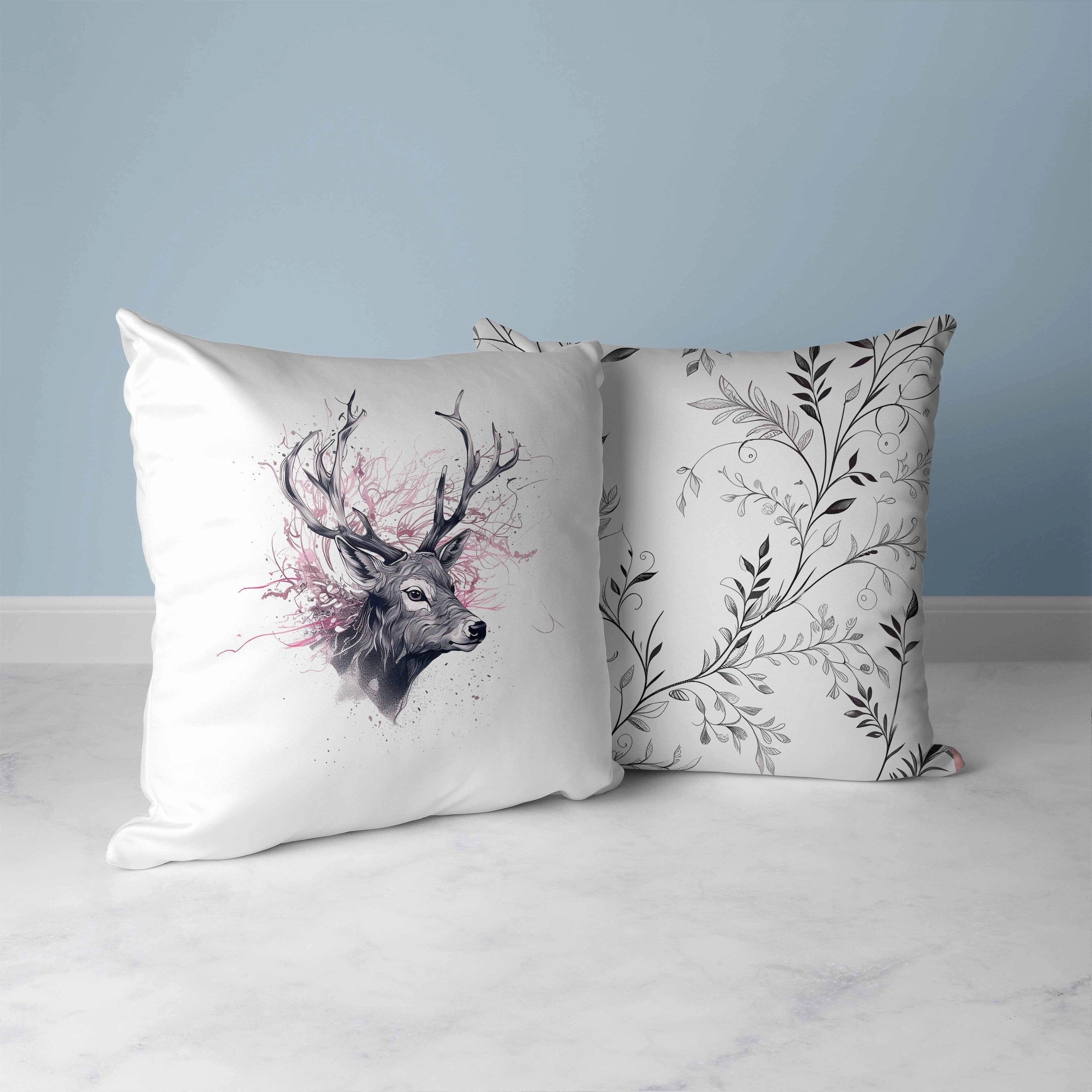 Leaf & Horn Harmony Faux Suede Reversible Throw Pillow White and Pink