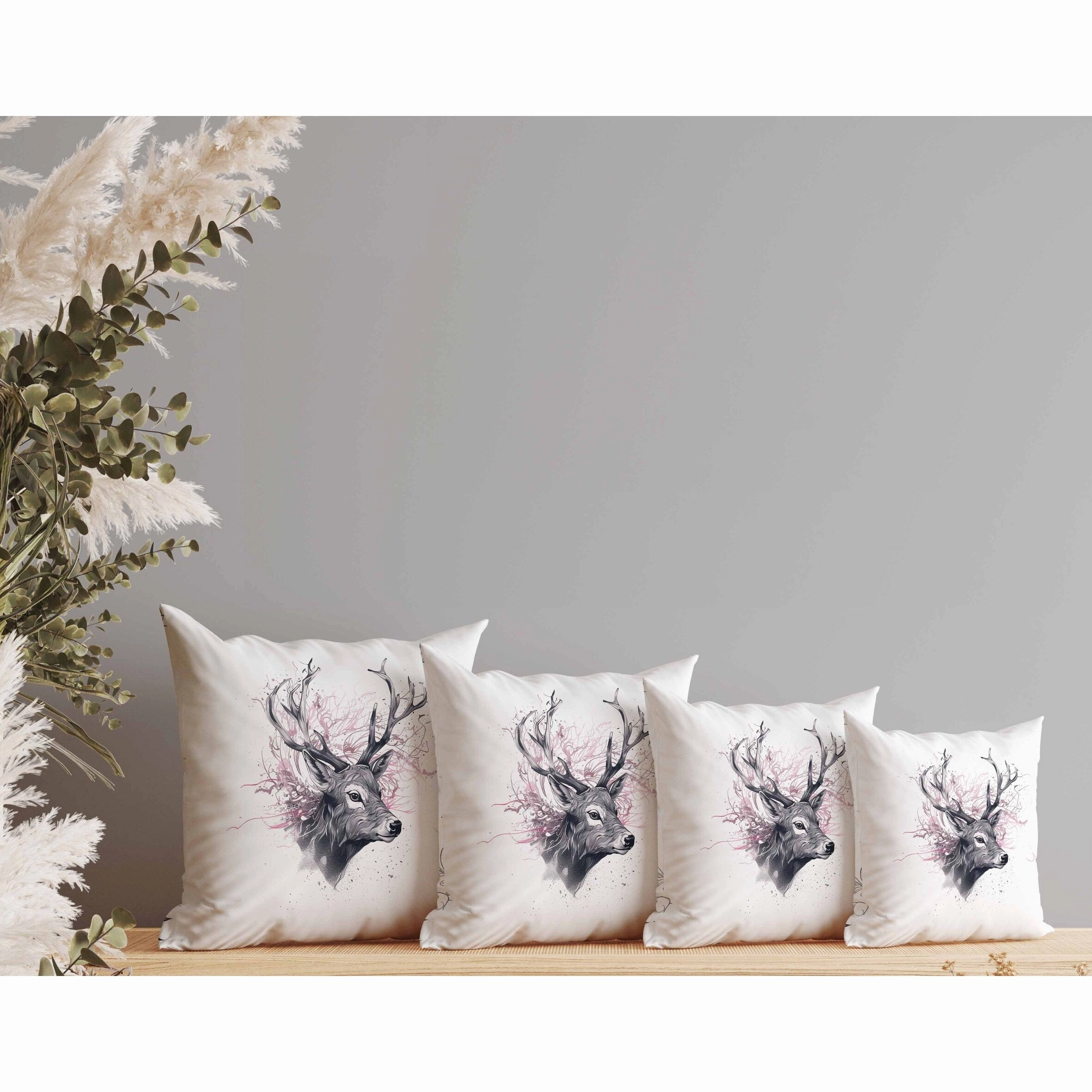 Leaf & Horn Harmony Faux Suede Reversible Throw Pillow White and Pink