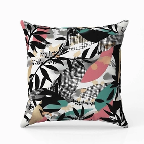 Leafy Collage Faux Suede Reversible Throw Pillow Pink and Gray