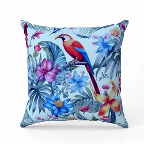 Leafy Lyricist Indoor/Outdoor Reversible Throw Pillow Blue and Red