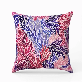 Leafy Whirl Indoor/Outdoor Reversible Throw Pillow Pink and Blue