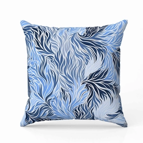 Leafy Whirl Indoor/Outdoor Reversible Throw Pillow White and Blue